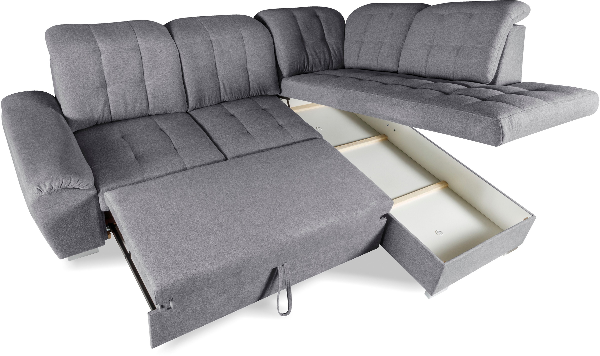 WERK2 Ecksofa »Brindisi, bequem und komfortabel, L-Form«, mit verstellbaren Kopfteilen, Bettfunktion & Bettkasten