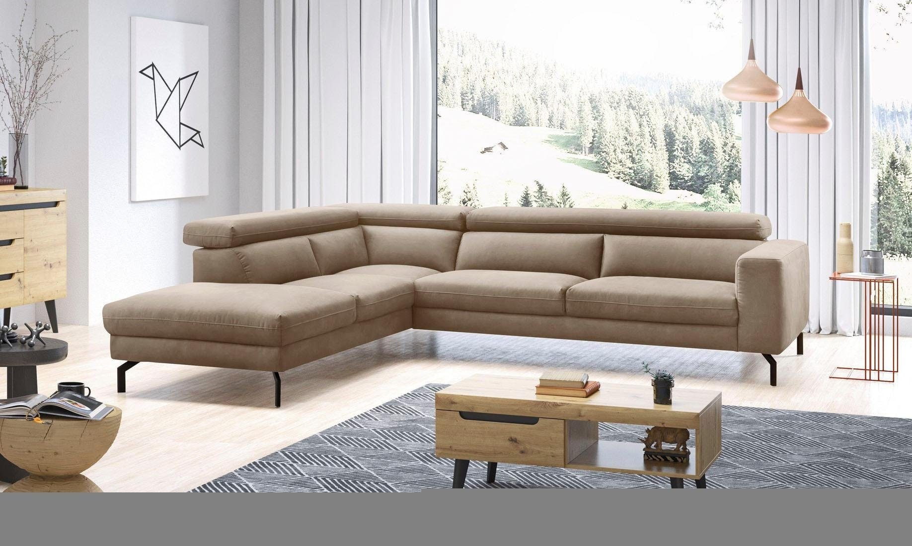 Places of Style Ecksofa »Olanta, L-Form«, mit verstellbaren Kopfstützen