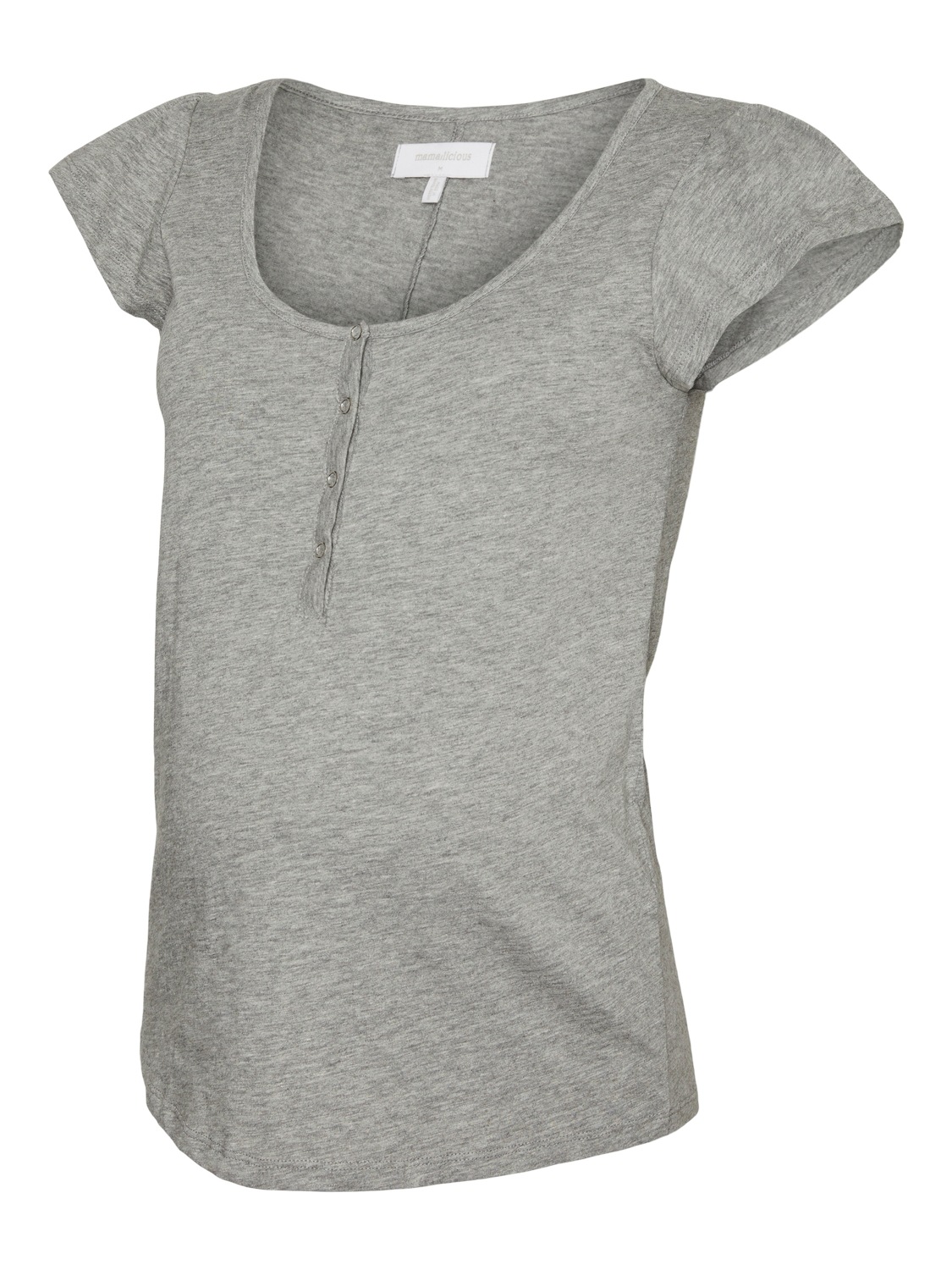 Umstandspyjama MAMALICIOUS "MLMIRA LGM LIA CAP JRS PYJAMAS 2F NOOS", Damen, Gr. L (40), grau (light grau melange), Jersey, Obermaterial: 85% Baumwolle, 15% Viskose, meliert, kurz, Rundhals, Homewear-Sets 3