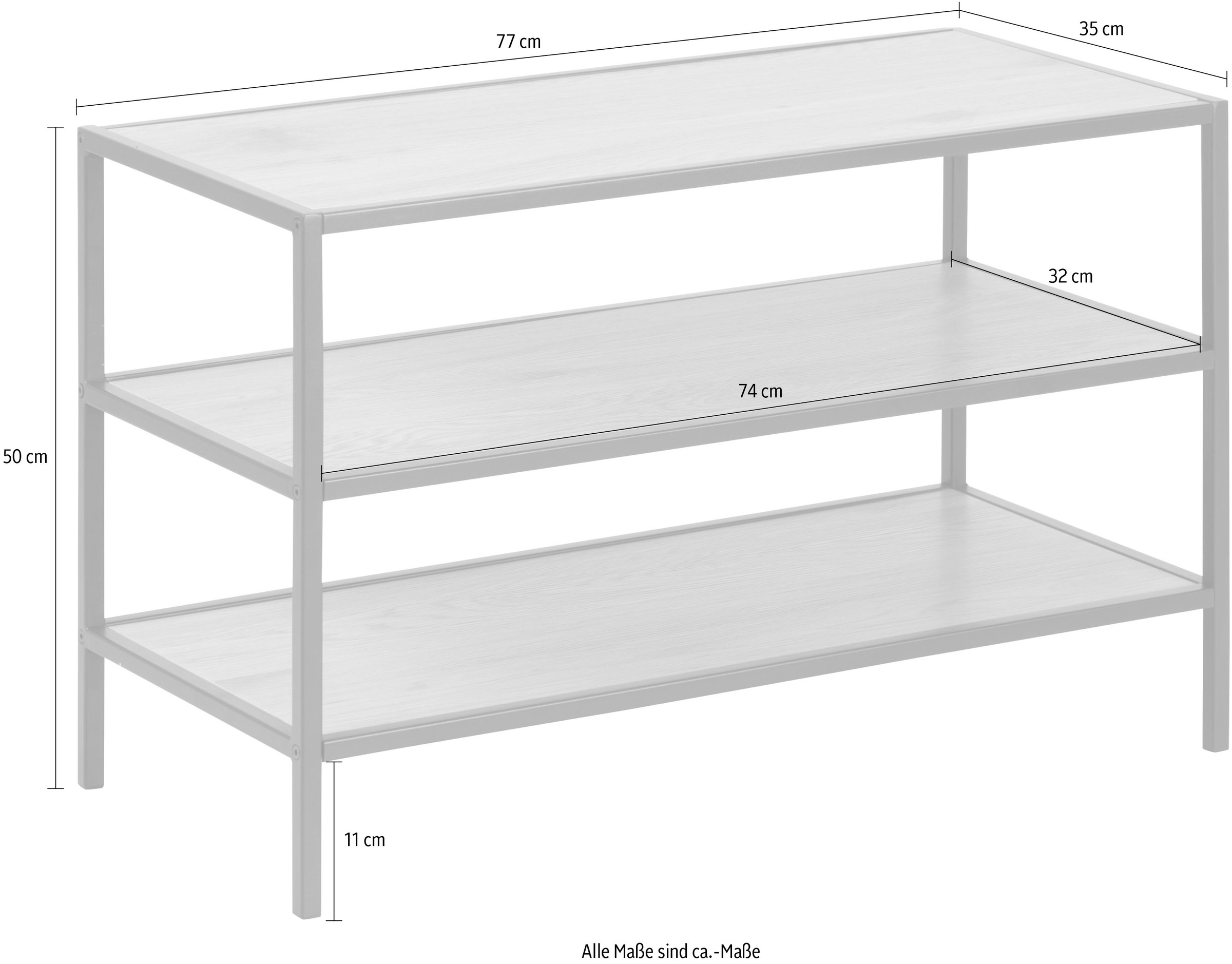 ACTONA GROUP Schuhschrank, Wildeiche-Nachbildung, Kontrastrahmen und 2 Einlegeböden, Breite 77 cm