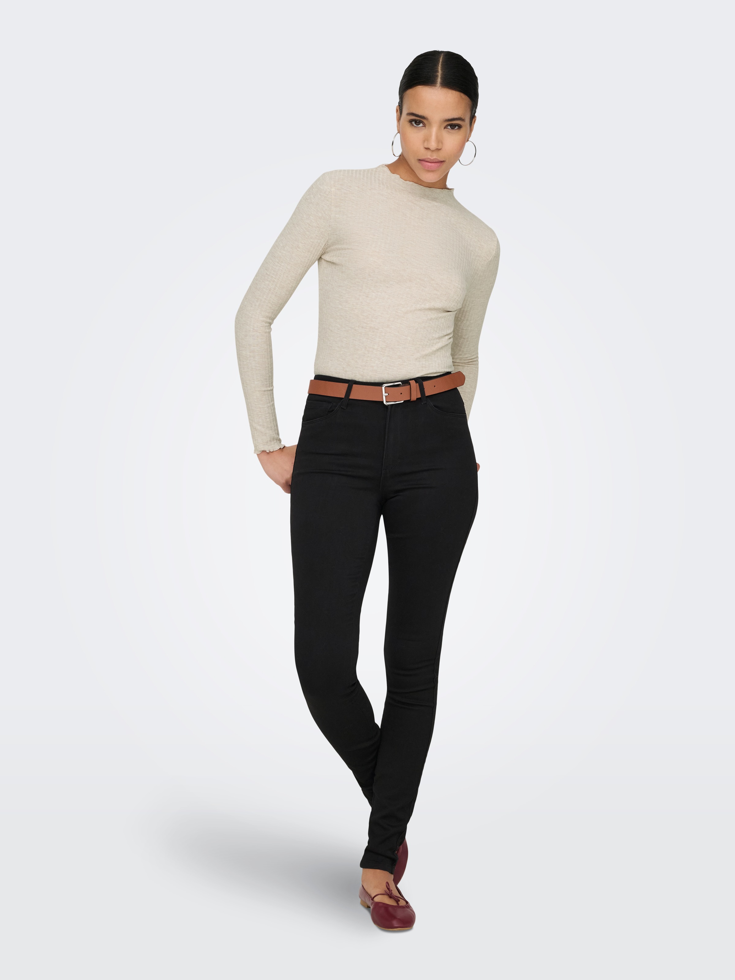 ONLY Langarmshirt »ONLEMMA L/S HIGH NECK TOP« Materialmix