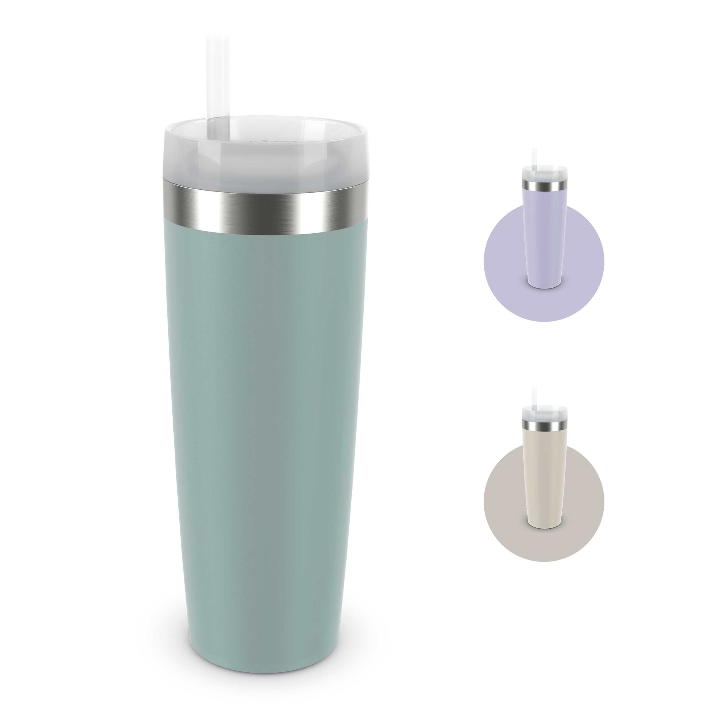 Emsa Isolierflasche "Travel Mug Cool³" 3 Deckelpositionen, für gängige Autohalterungen, inkl. Strohhalm