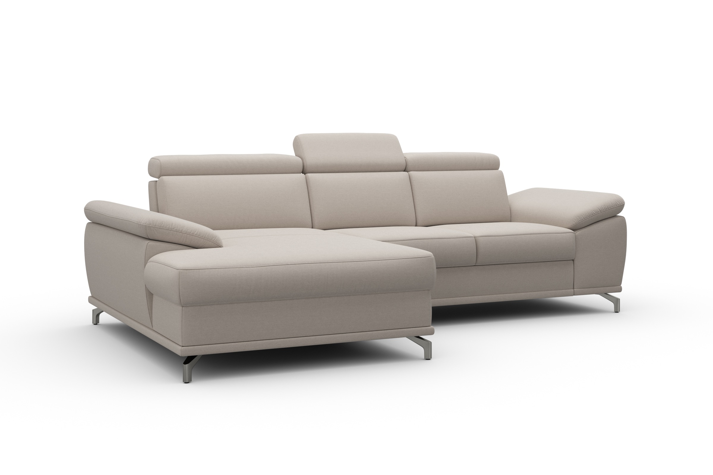 sit&more Ecksofa »Cabrio L-Form, mit Sitztiefenverstellung, Arm- und Kopfteilverstellung«, 2 Nierenkissen, Federkern, optional Bettfunktion und Stauraum