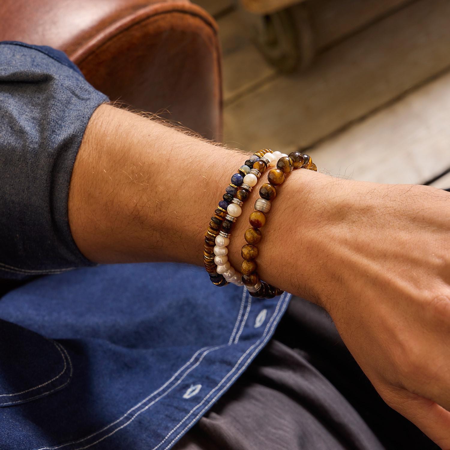 Amor Armband mit Tigerauge - mit Süßwasserzuchtperle