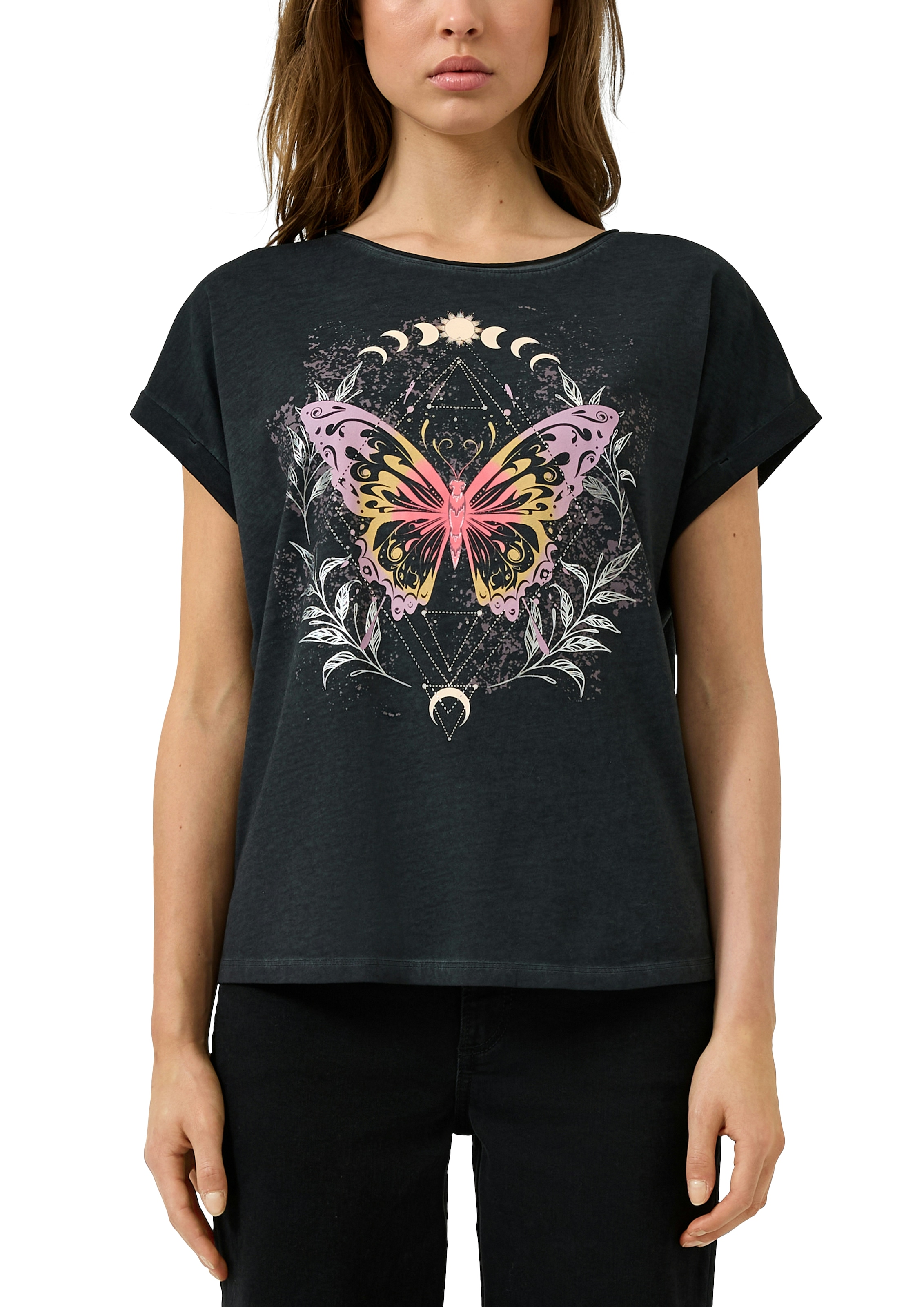 QS Rundhalsshirt mit großem Print günstig online kaufen