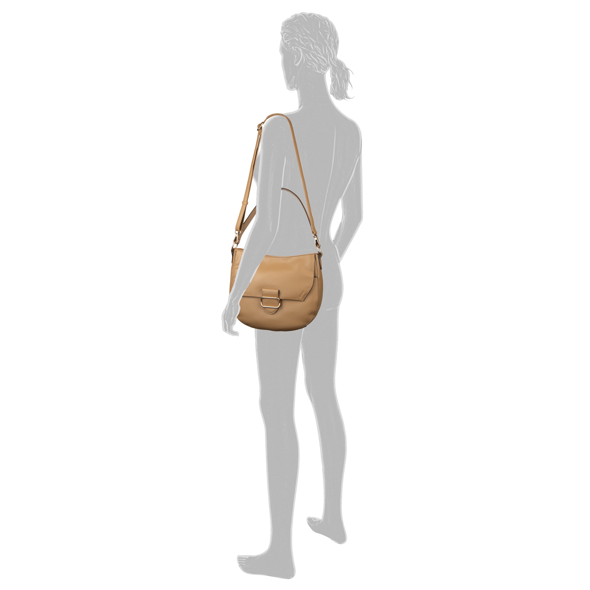 Gabor Hobo »Melora«, leicht genarbtes Lederimitat mit feinem Logo und goldenem Metallring