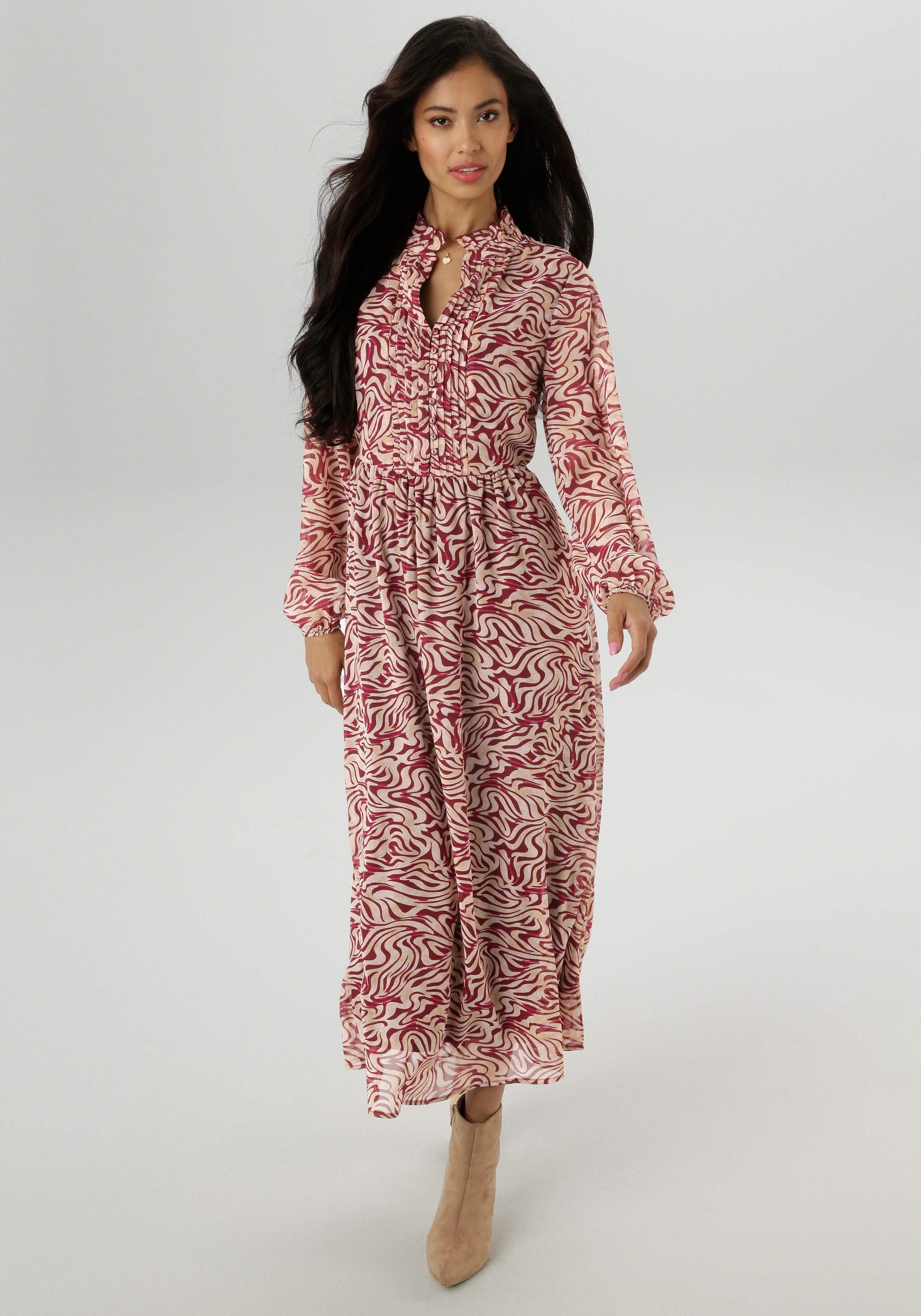 Aniston SELECTED Maxikleid, mit aufwendiger und dekorativer Biesenverarbeitung - NEUE KOLLEKTION