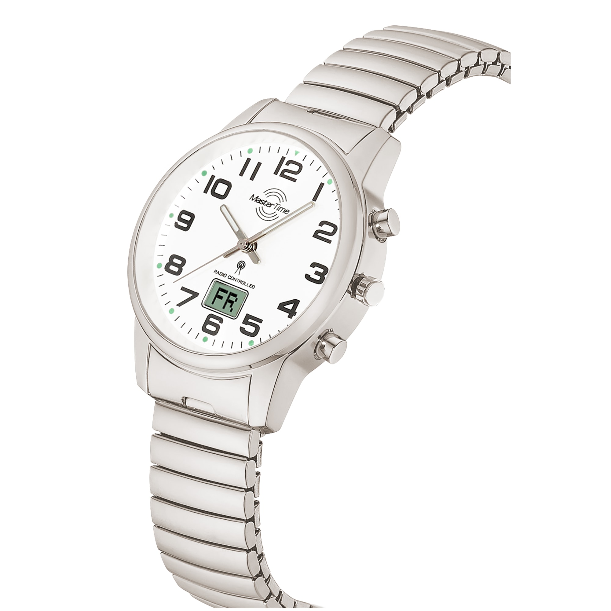 QUALITY TIME Funkuhr Quarzuhr, Armbanduhr, Damenuhr, Edelstahlarmband, analog, digital