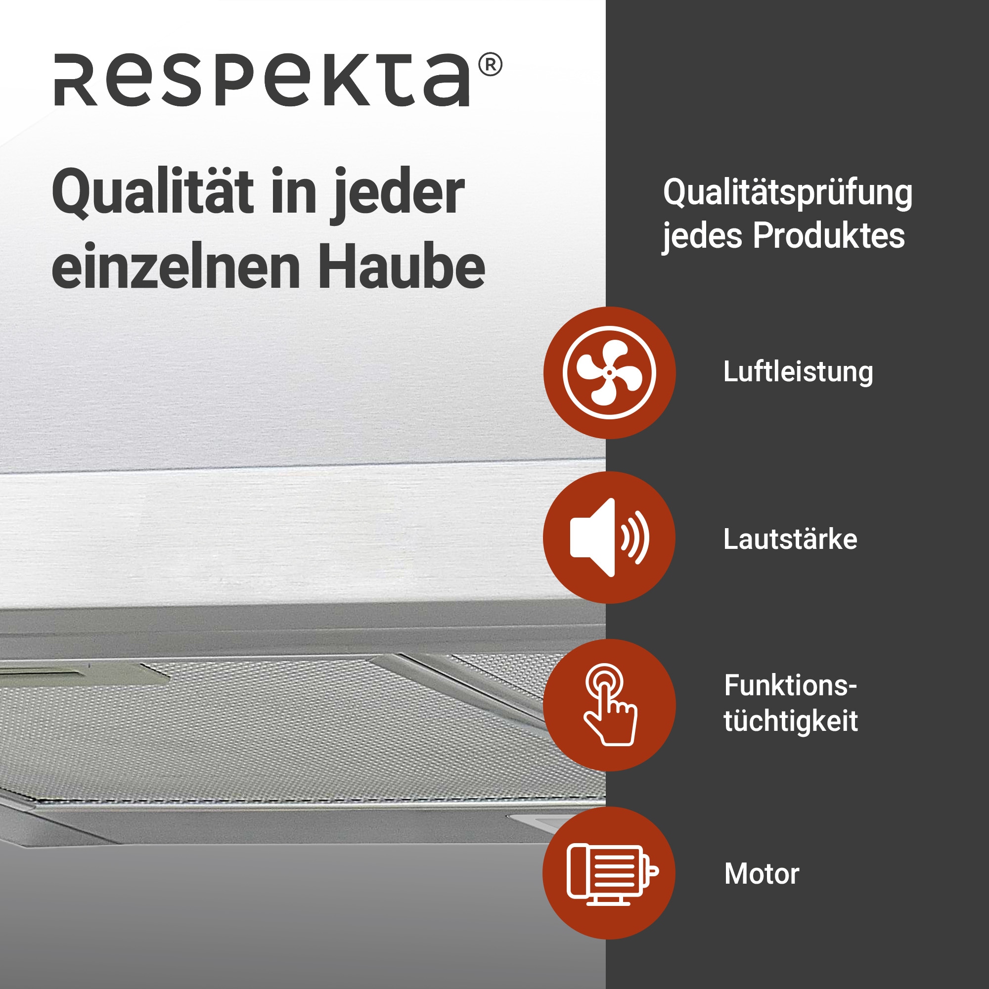 RESPEKTA Kaminhaube »CH 22078 IXB« Serie Dalia 60 cm, 3 Leistungsstufen, LED-Beleuchtung, Ab- und Umluftfähig
