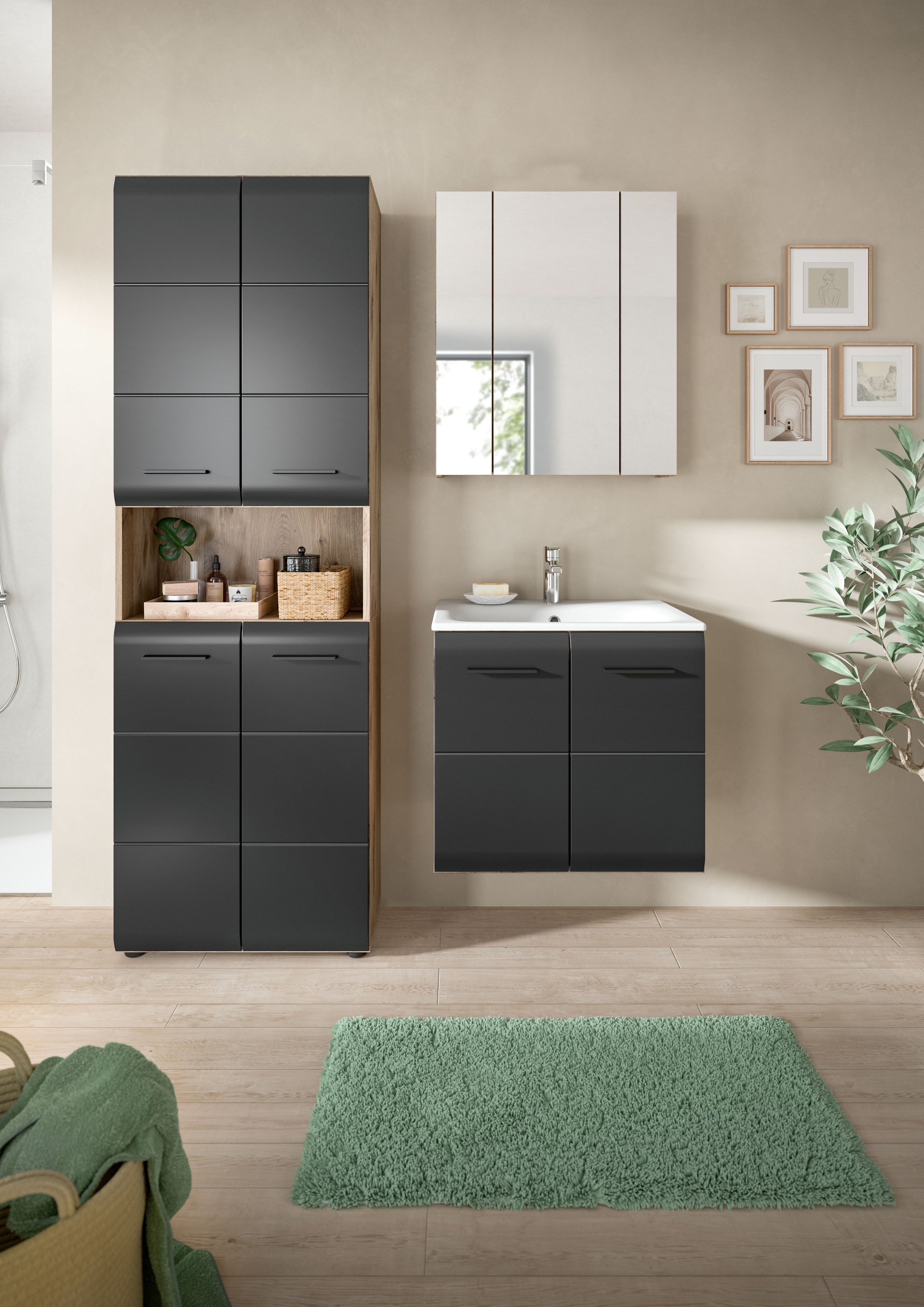 INOSIGN Badezimmer-Set, (Set, 4 St.), Florenz, Badkombination 4-tlg.,Nox Oa günstig online kaufen