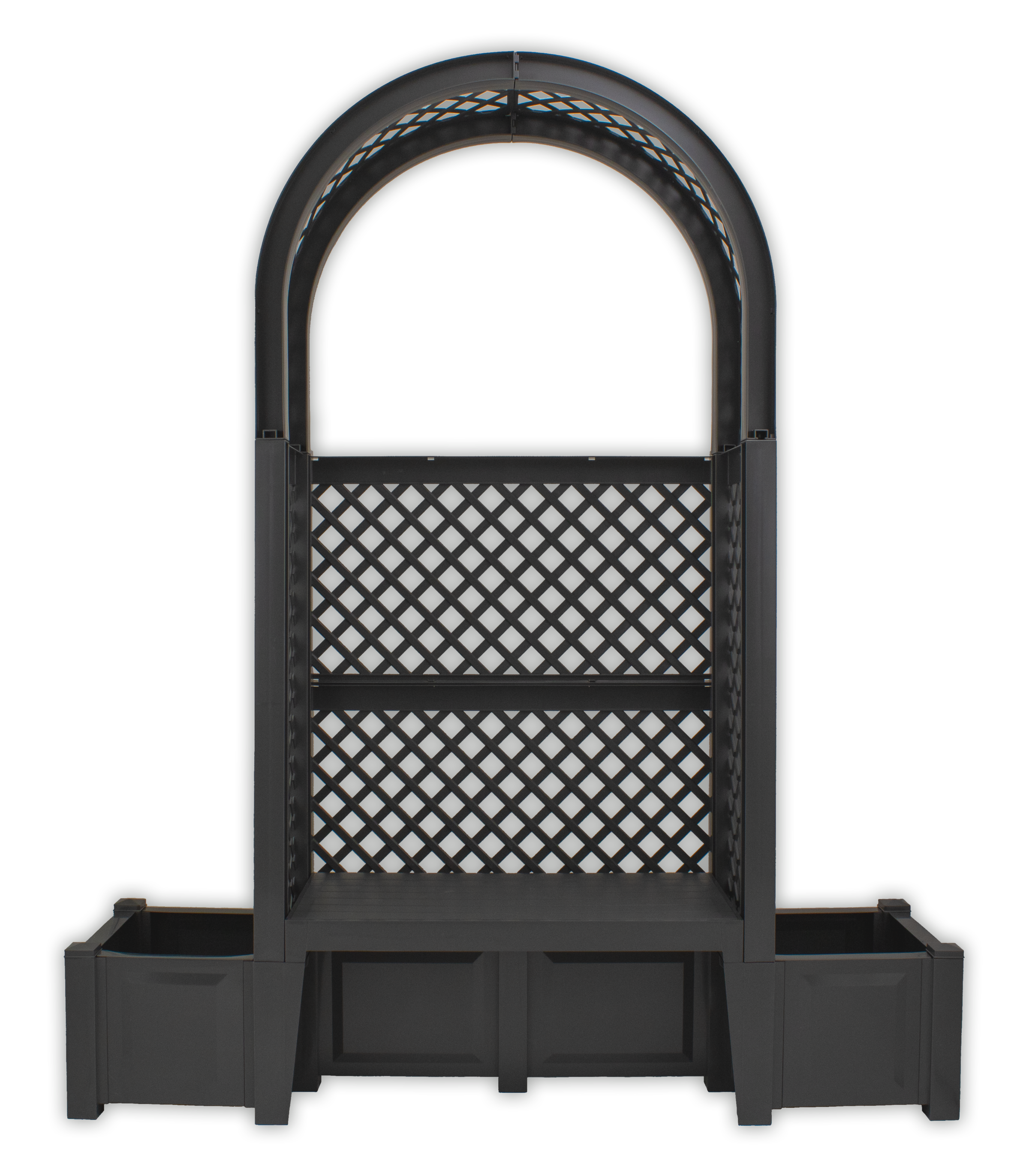 Gartenbank KHW, B:174cm H:207cm T:49cm, grau, Sitzbänke, "Amsterdam", mit Rosenbogen, Spalier und zwei Pflanzkästen, anthrazit