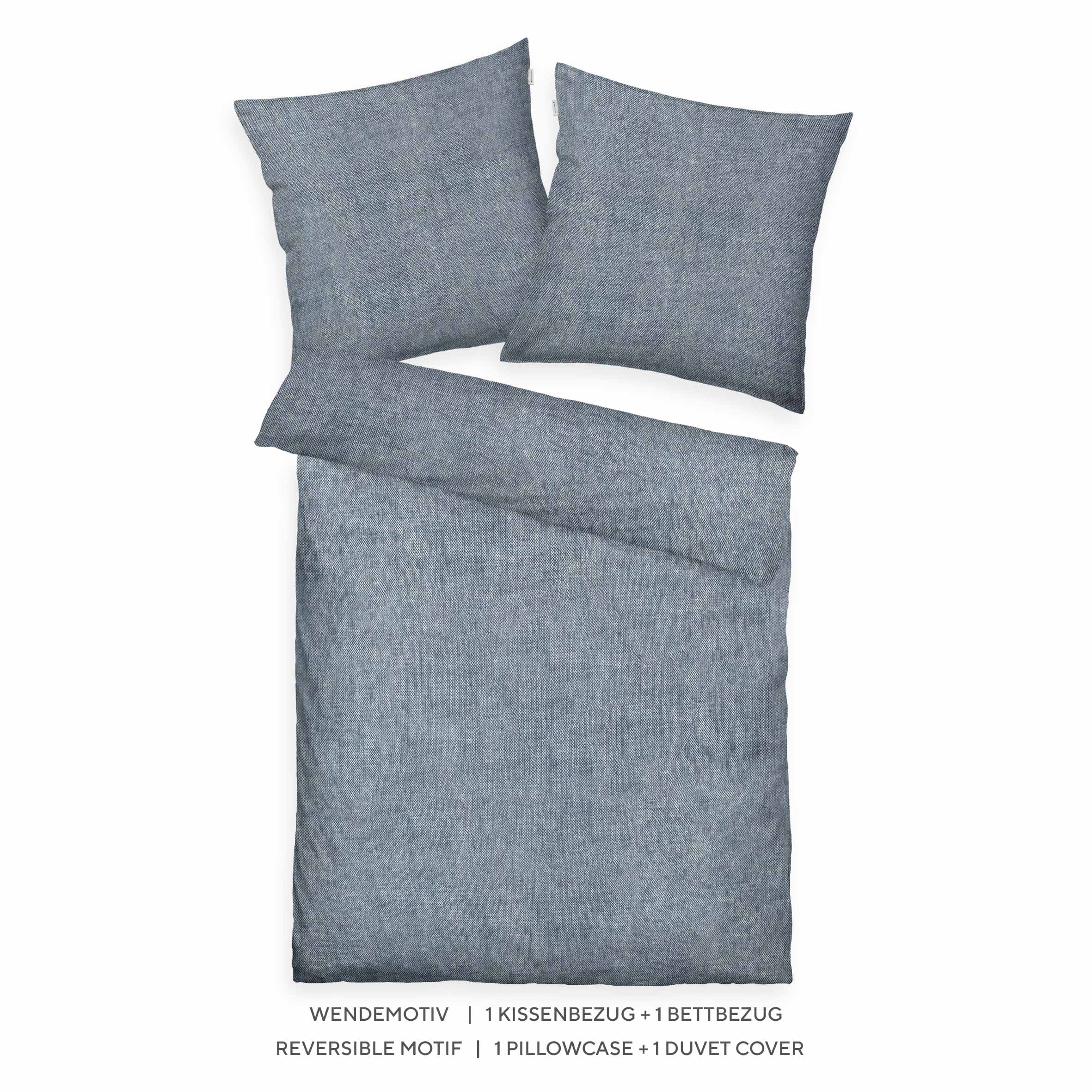 Thumbnail - TOM TAILOR HOME Bettwäsche "WOVEN MELANGE in Gr. 135x200cm oder 155x220cm" 2 Stk. tlg. new bedroom, Doppelnaht am Kissen...