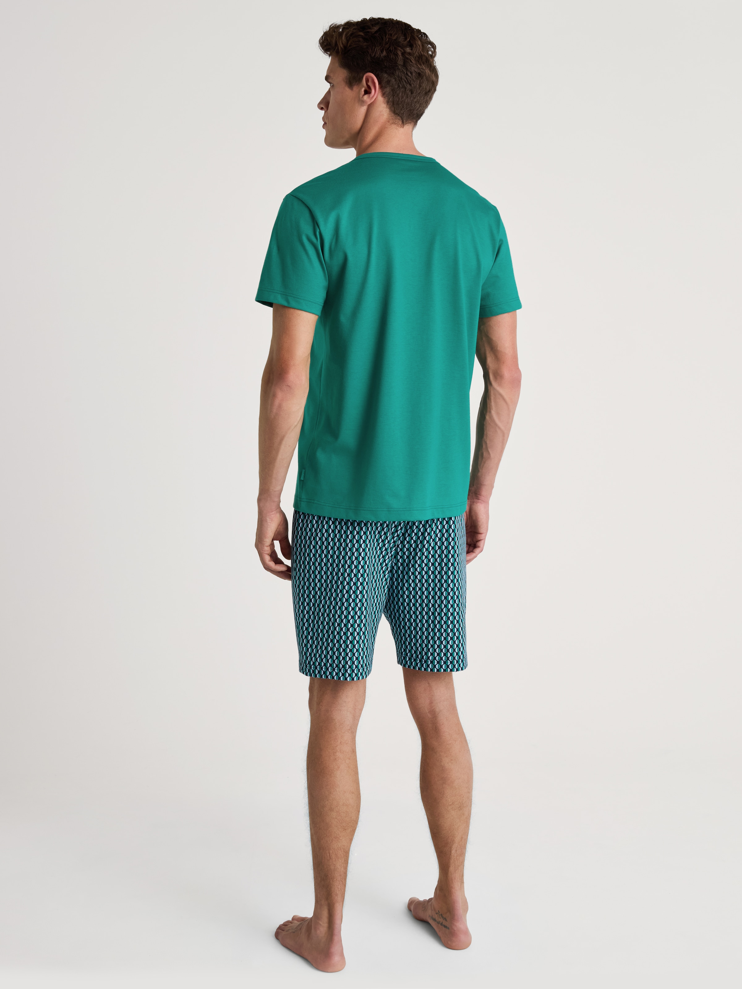 CALIDA Shorty »Relax Imprint 2« 2 tlg. V-Ausschnitt, Brusttasche, Kurzarm, Single Jersey Qualität