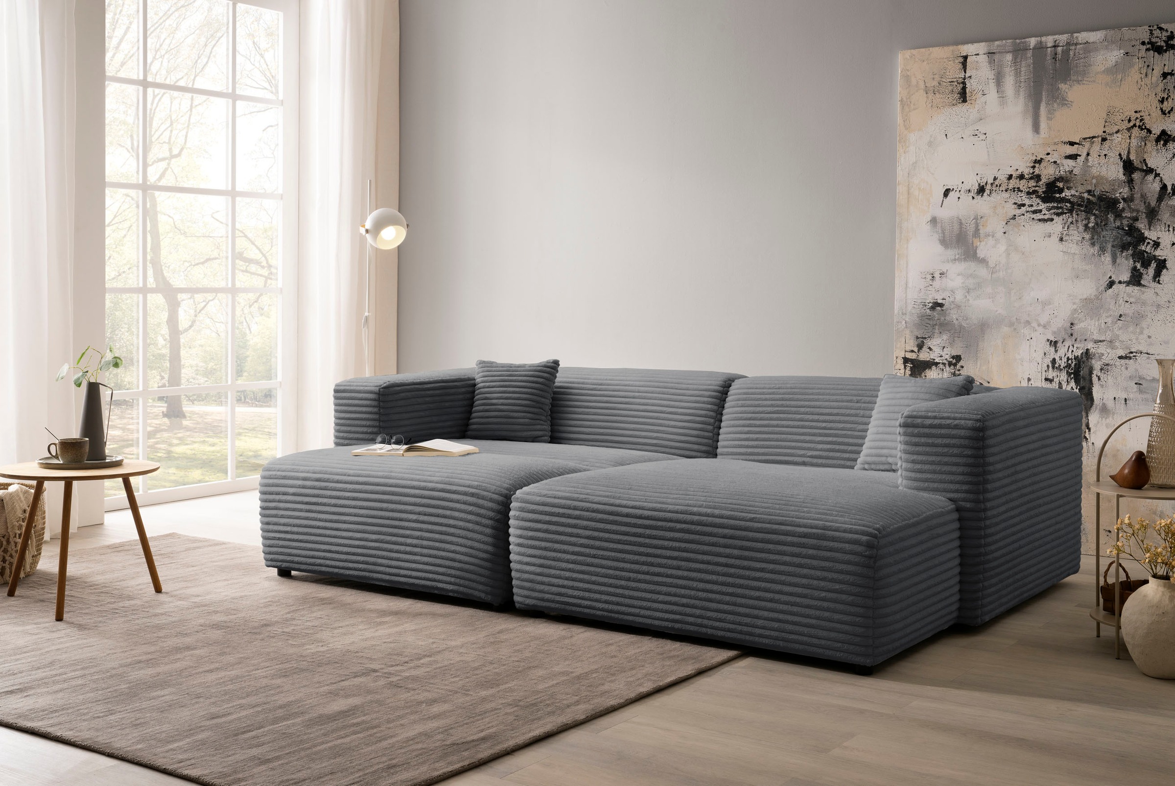Home affaire Polsterecke "BAKELS, Ecksofa-Set mit Hocker, L-Form mit Schlaf günstig online kaufen