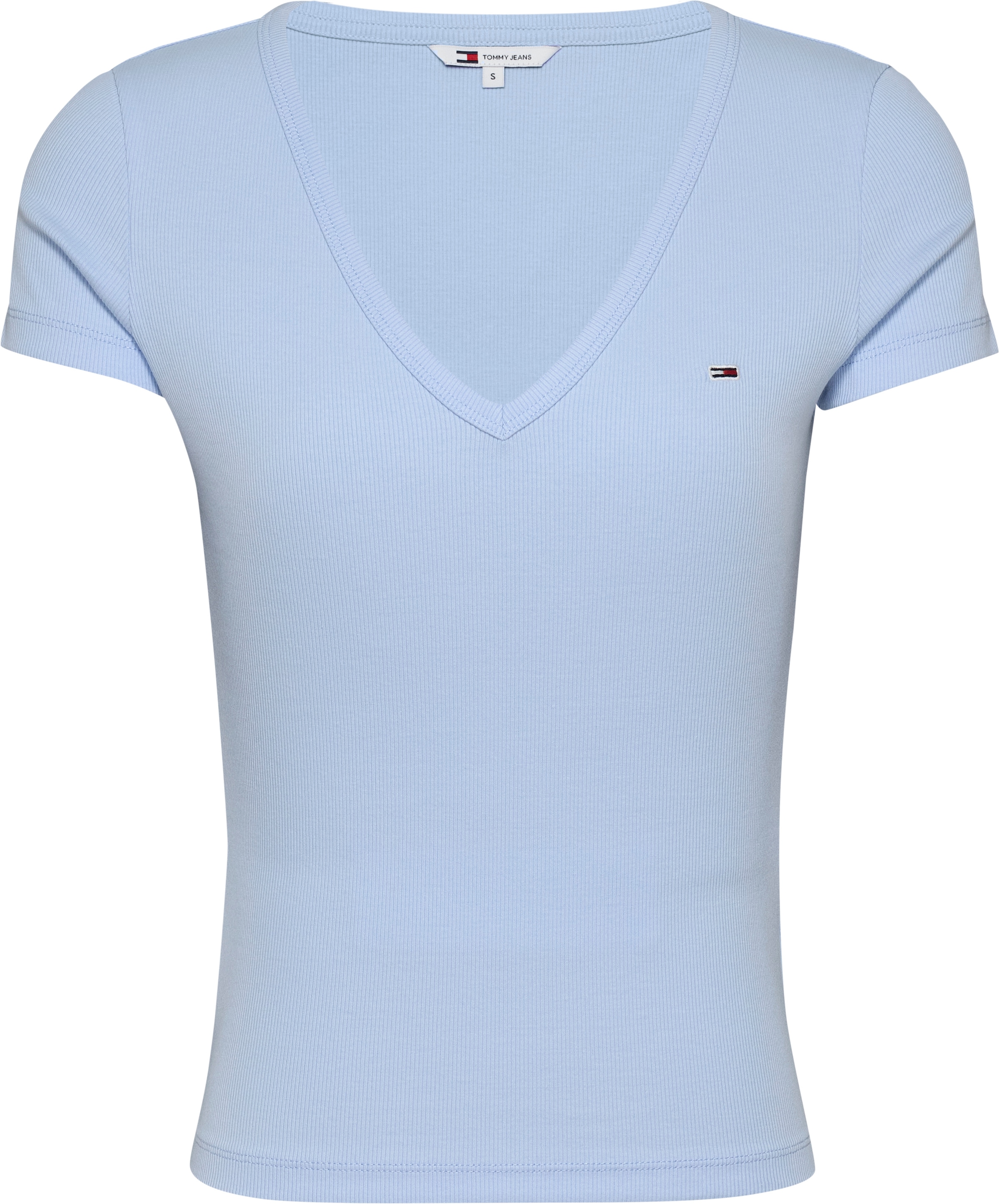 Tommy Jeans T-Shirt »TJW SLIM ESSENTIAL RIB V SS«, mit Logostickerei