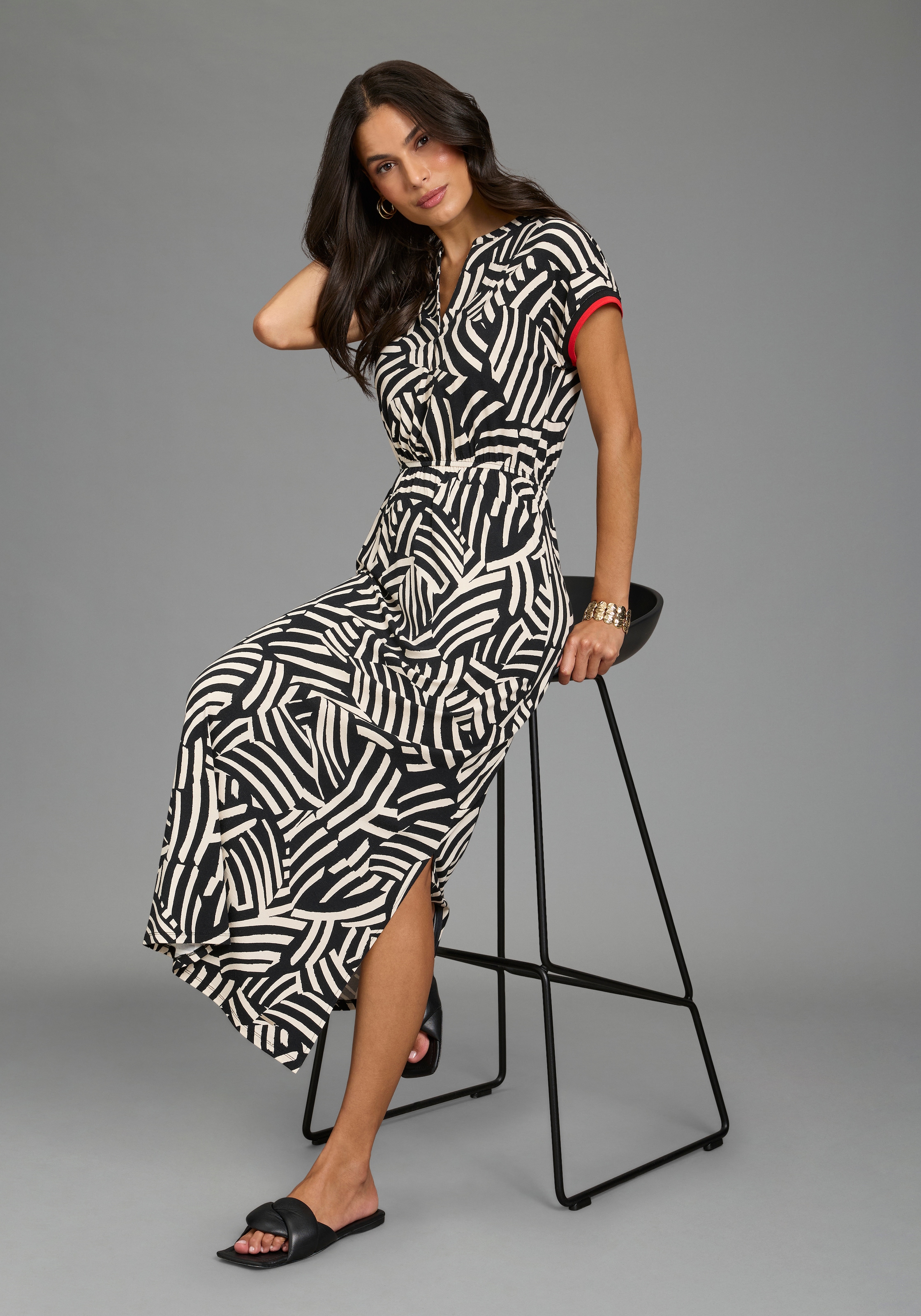 Laura Scott Midikleid gemustertes Design, für Casualmode und Sommermode