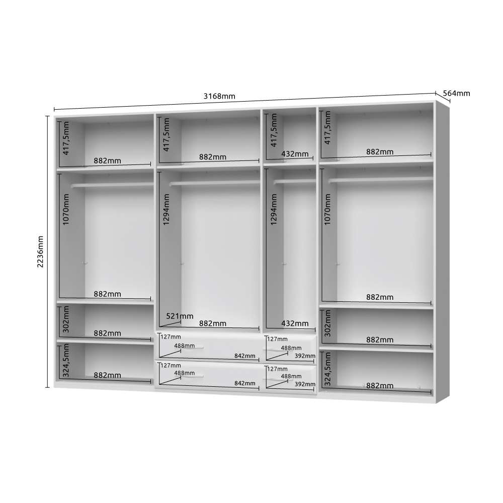 Home affaire Kleiderschrank »Gala, beige hochglänzend UV lackiert, kratzfest, FSC-zertifiziert«, (abgerundete Schubladen aus MDF im Holzdekor, soft-close), hoher Schrank (224cm), wahlweise in 4 Breiten, Made in Europe