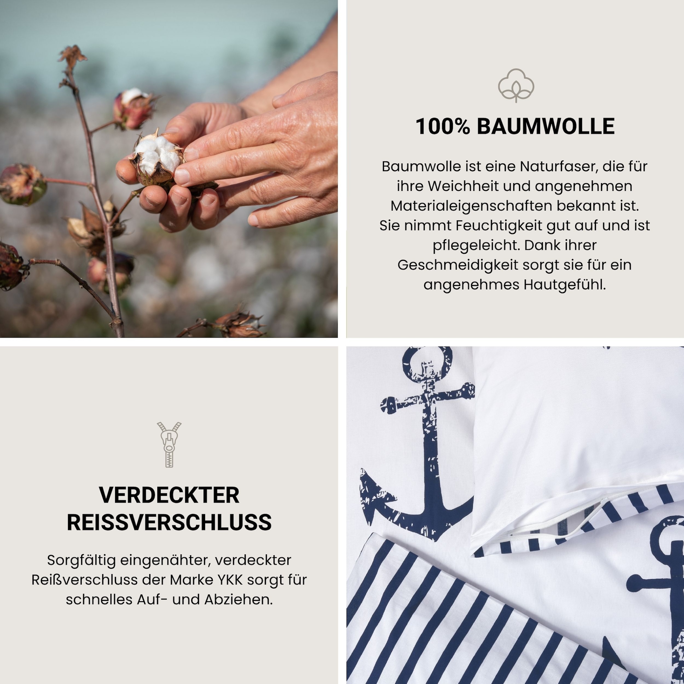 Schiesser Bettwäsche »Marina, maritime Momente in frischer Farbkombination« 2 Stk. OEKO-TEX® MADE IN GREEN