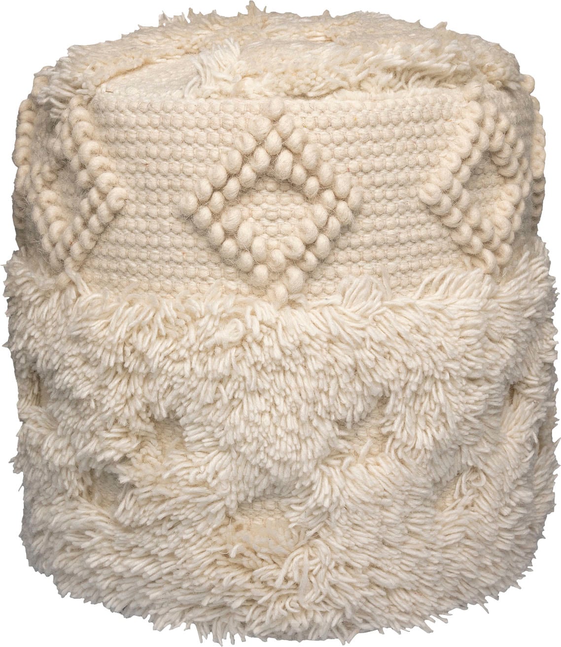 Kayoom Pouf "Bohist 125 35cm x 35cm, Strukturen mit Fransen und Quasten" 1 Stk. tlg. handgefertigt, Unikat, sehr gut kombinierbar, vielfältig im Einsatz