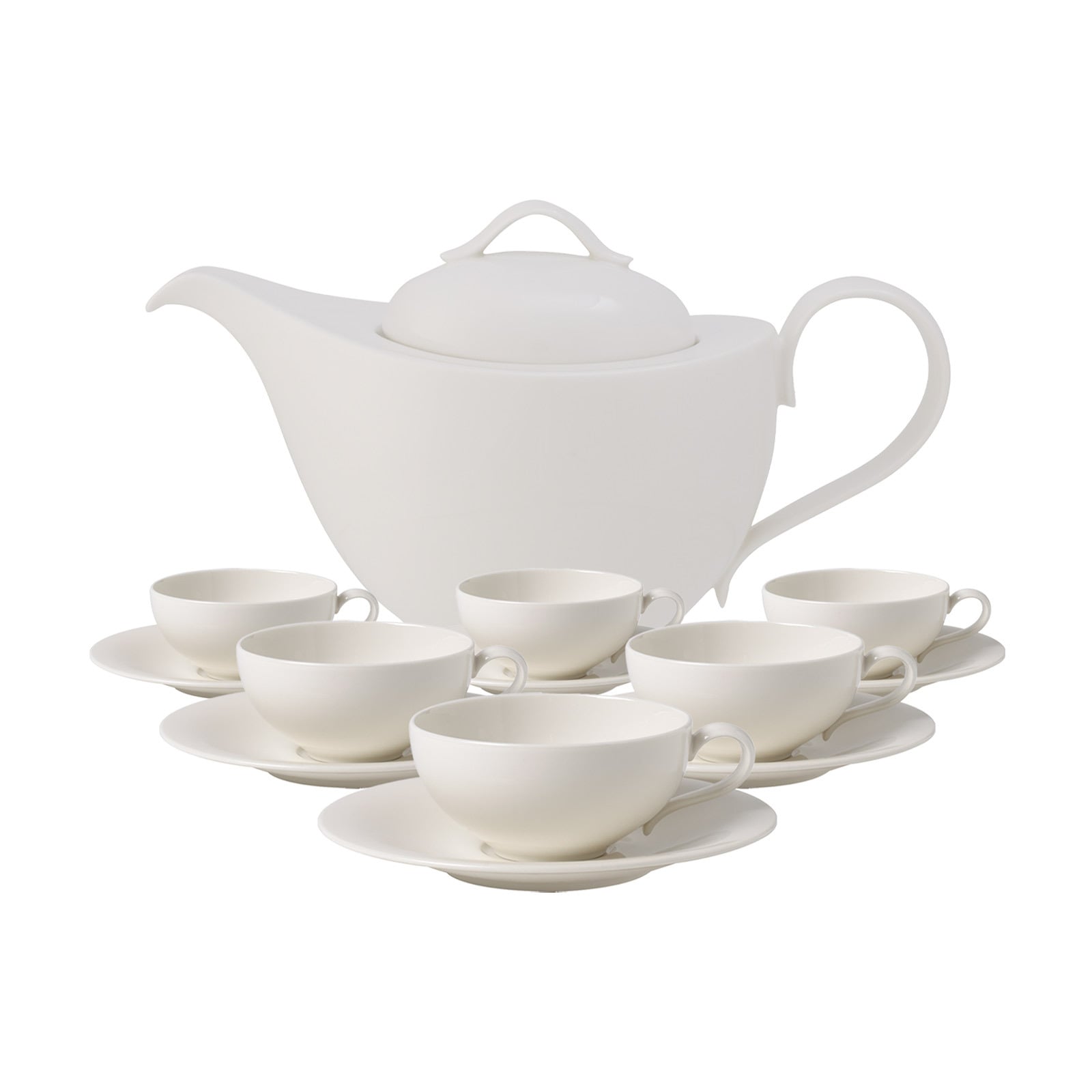 Villeroy & Boch Teekanne "Tee-Set New Cottage Basic 13er Set weiß" 0 l 13 Stk. tlg. Spülmaschinengeeignet, Mikrowellengeeignet