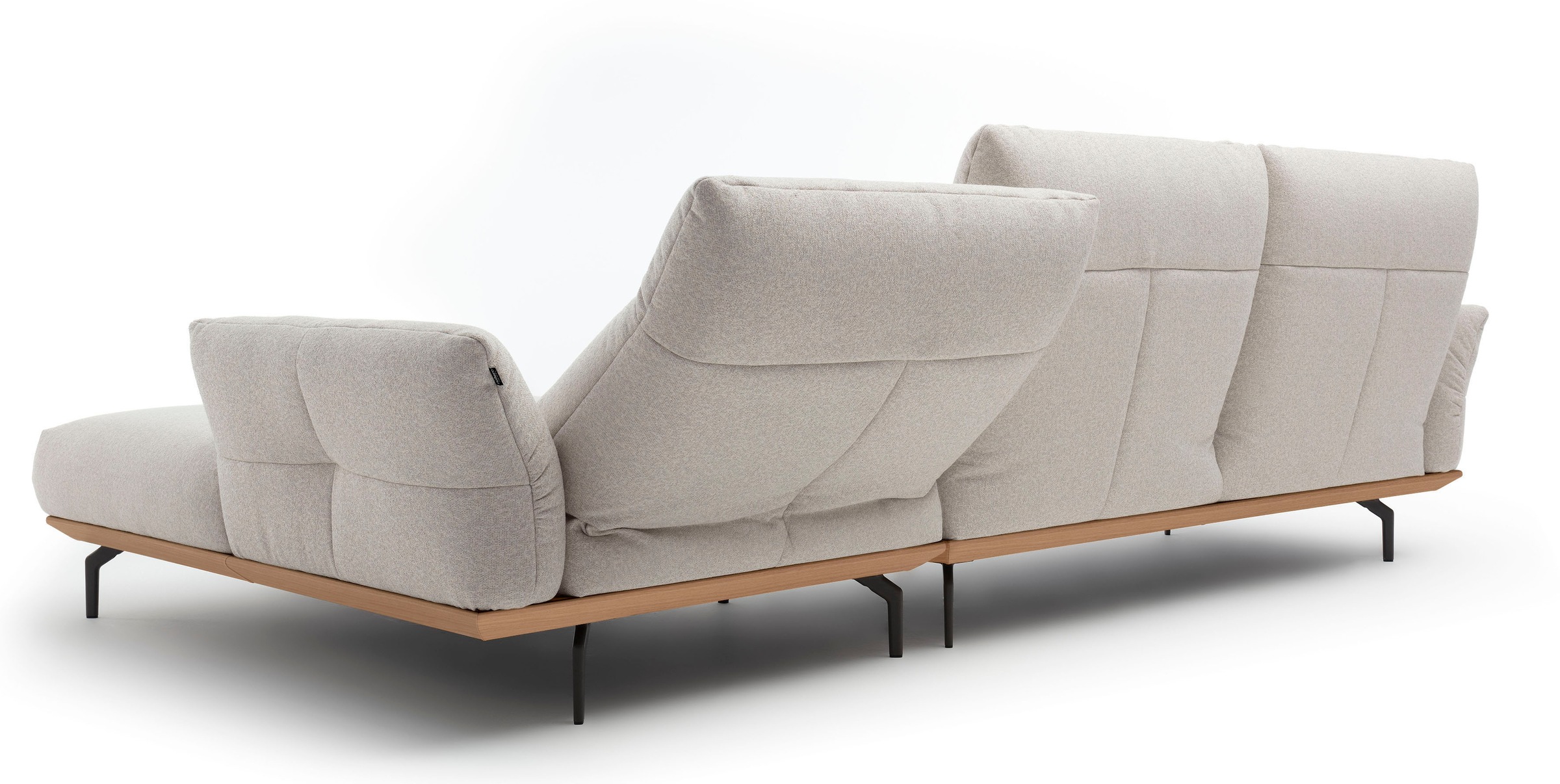 Creation BY ROLF BENZ Ecksofa »CR.460«, Sockel in Eiche, Winkelfüße in Umbragrau, Breite 318 cm