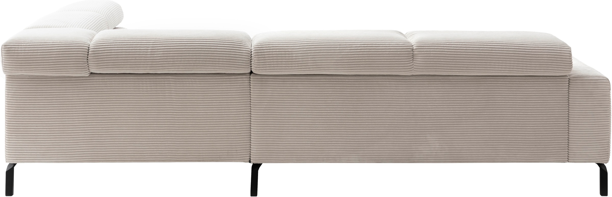 Places of Style Ecksofa »Antonelli, L-Form, inkl. Kopfteilverstellung, Breite 276 cm«, ohne Sitztiefenverstellung, in Cord, weiß
