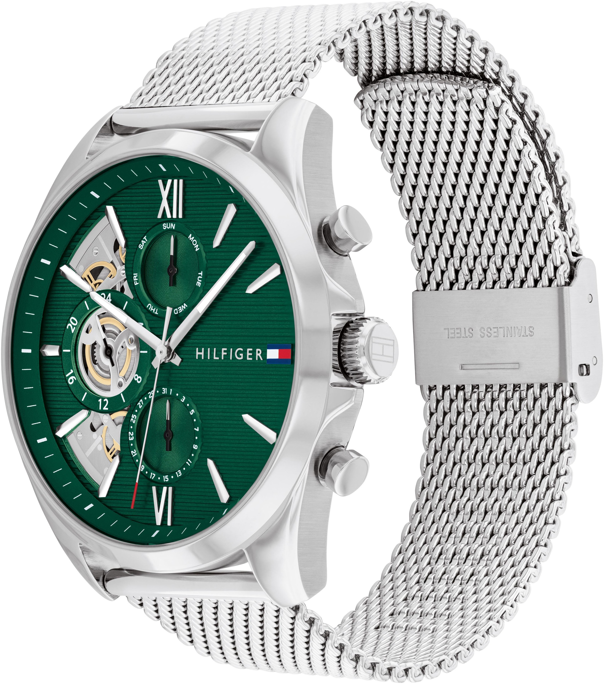 Tommy Hilfiger Multifunktionsuhr »BAKER«, Quarzuhr, Armbanduhr, Herrenuhr, Edelstahlarmband, analog, Tag