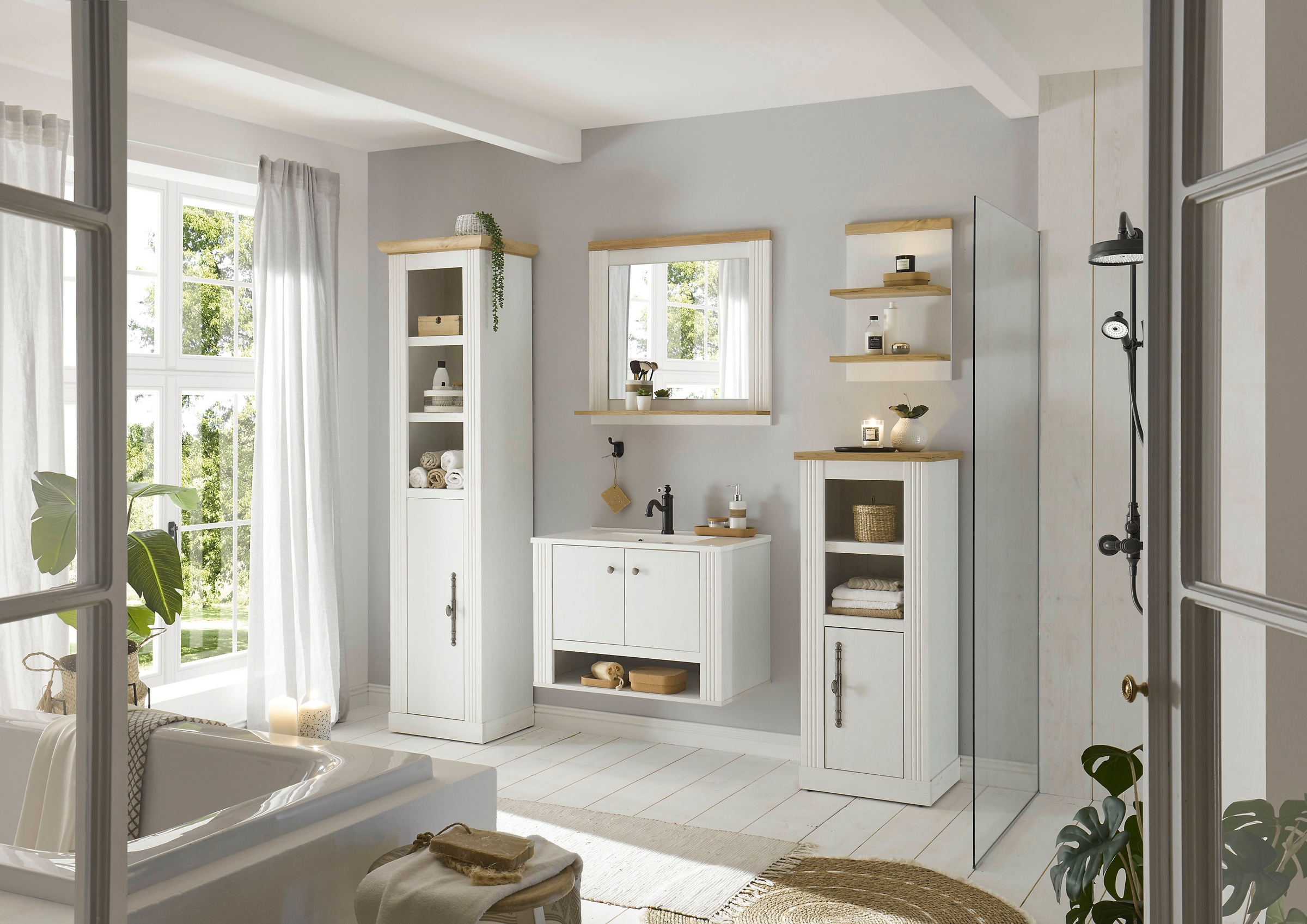 OTTO home Badmöbel-Set "WESTMINSTER, Bad im Landhausstil, 5-teiliges Badezi günstig online kaufen