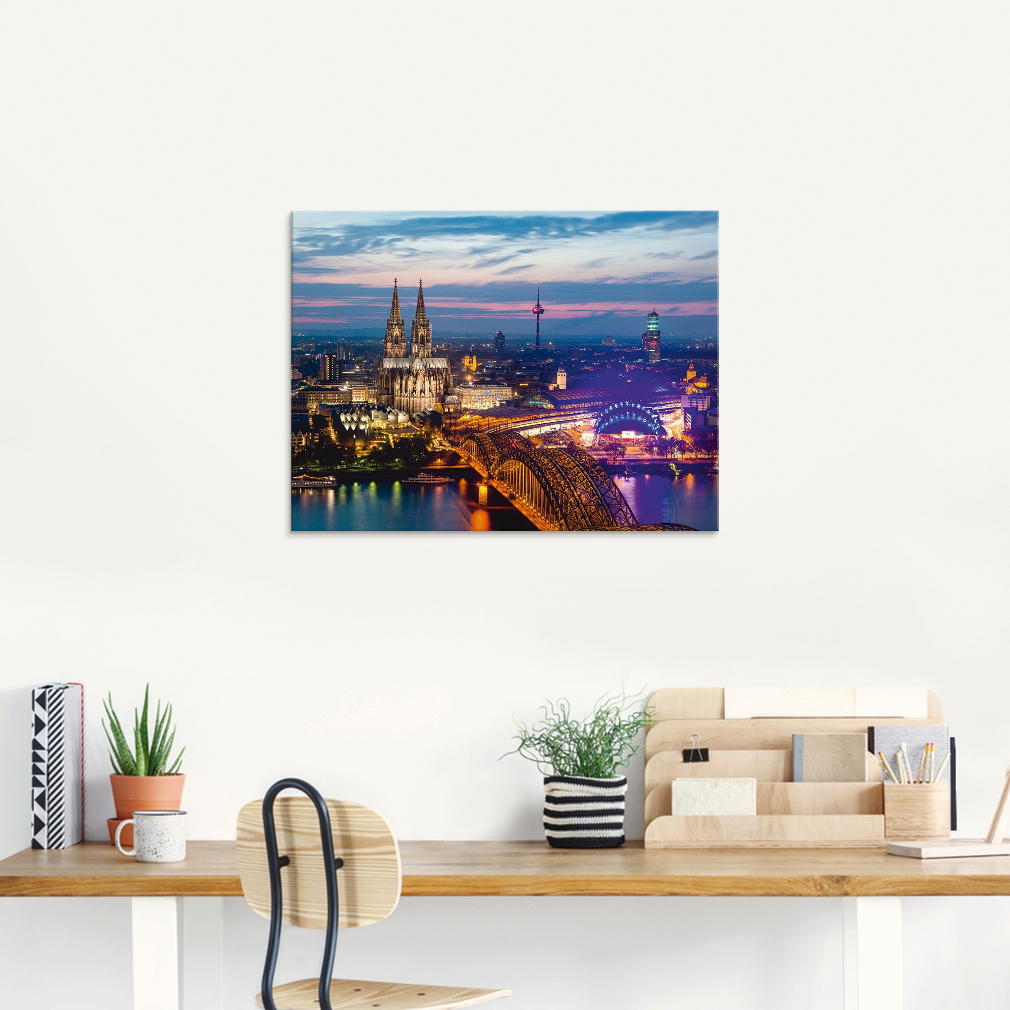 Artland Glasbild "Köln Panorama am Abend" Deutschland 1 Stk. tlg. in versch günstig online kaufen