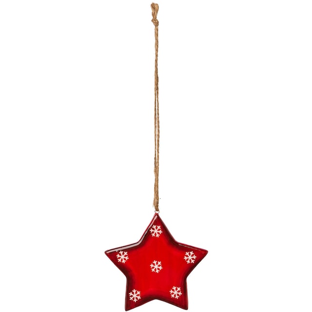 Black Friday Creativ deco Dekostern »Weihnachtsstern, Weihnachtsdeko rot,  Christbaumschmuck«, (12 St.), mit Schneeflocken-Design | BAUR