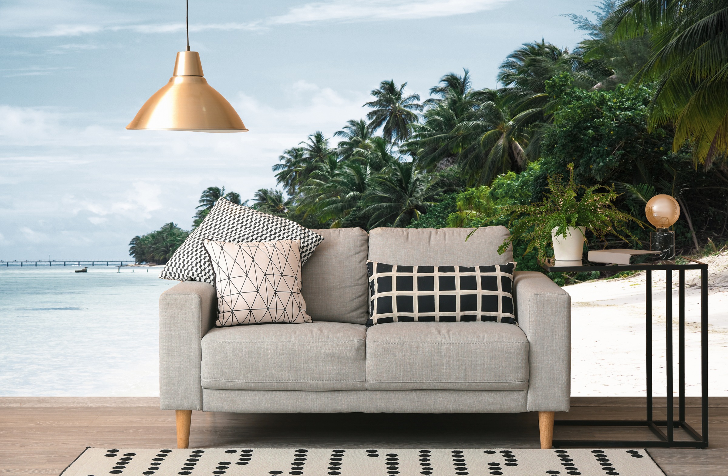 QUEENCE Fototapete "Sandstrand", B/L: 450m, Rollen: 5, grün, Schlafzimmer, Tapeten, Wandpaneele, selbstklebend, Tapete, Sticker, Wanddeko,