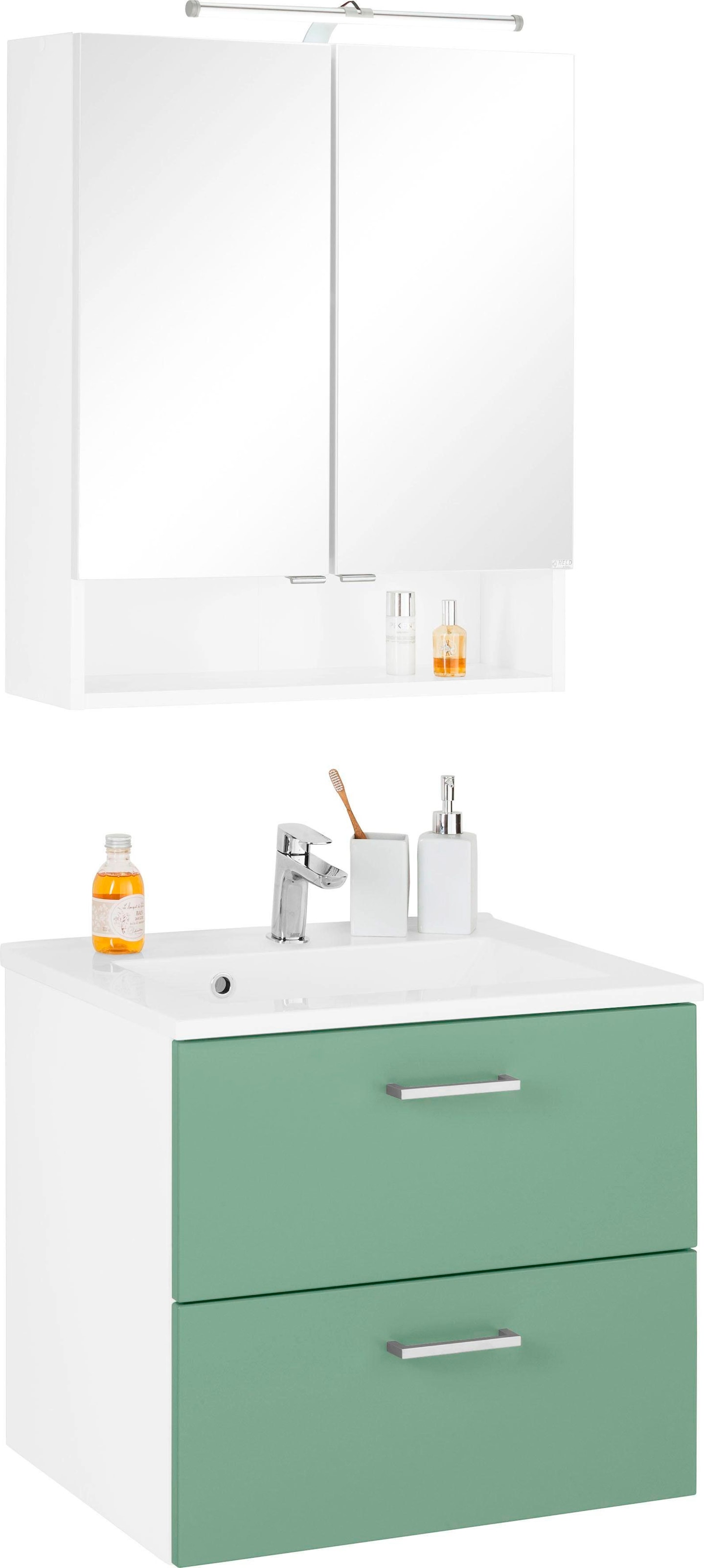 welltime Badmöbel-Set "Ribera" 2 Stk. tlg. Spiegelschrank Breite 60 cm, Was günstig online kaufen