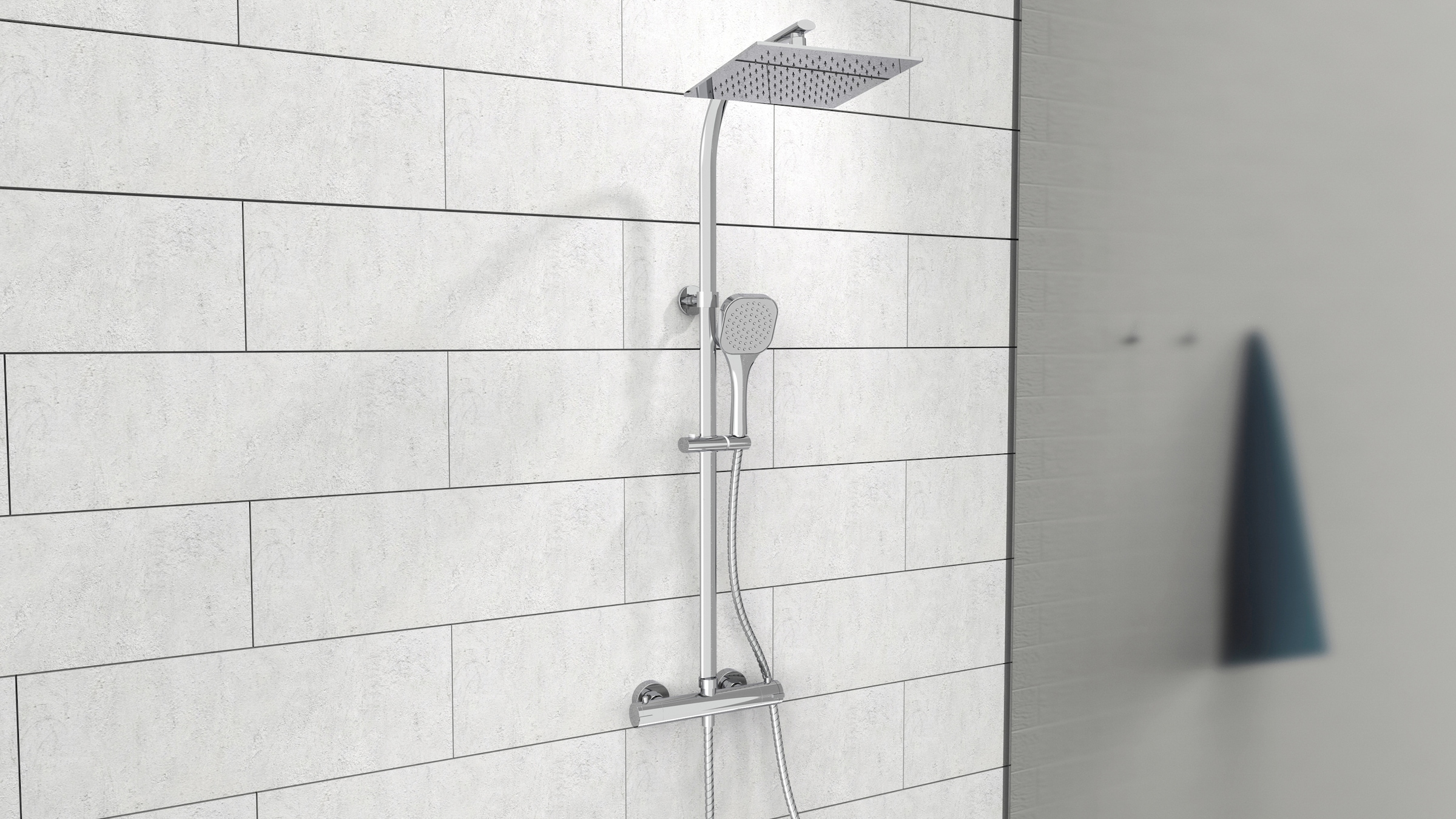 welltime Duschsystem "Turin" eckiges Überkopfbrauseset mit Thermostat, Kopf günstig online kaufen