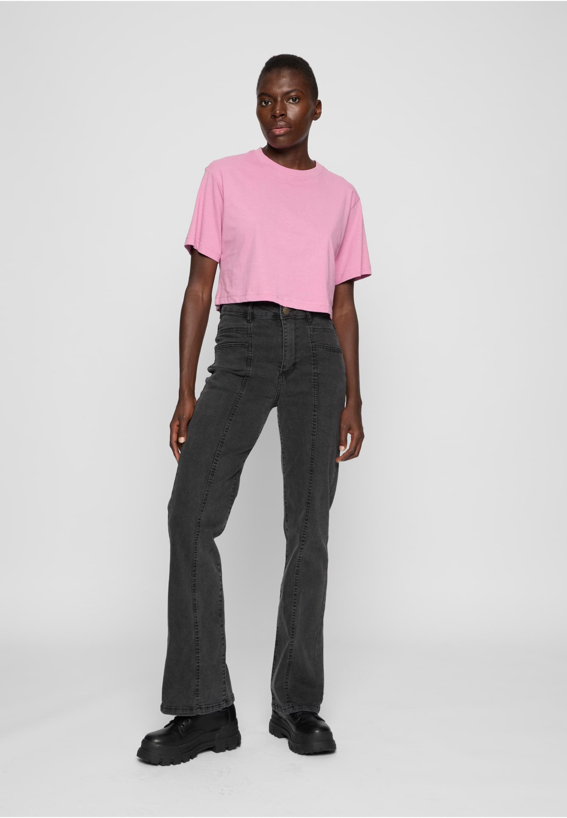 URBAN CLASSICS Bequeme Jeans »Urban Classics Damen Ladies High Waist Straight Slit Denim Pants«, (1 tlg.)