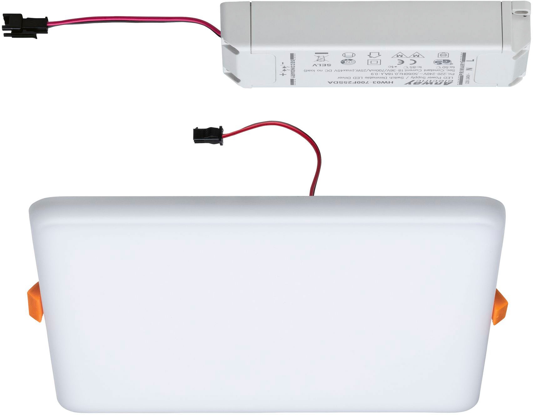 Paulmann LED Einbauleuchte »Veluna VariFit IP44 3-Stufen-dimmbar eckig 185x185mm 17W 3.000K Satin«, 1 flammig, LED Einbaupanel IP44 3-Stufen-dimmbar eckig 185x185mm 17W 3.000K Satin