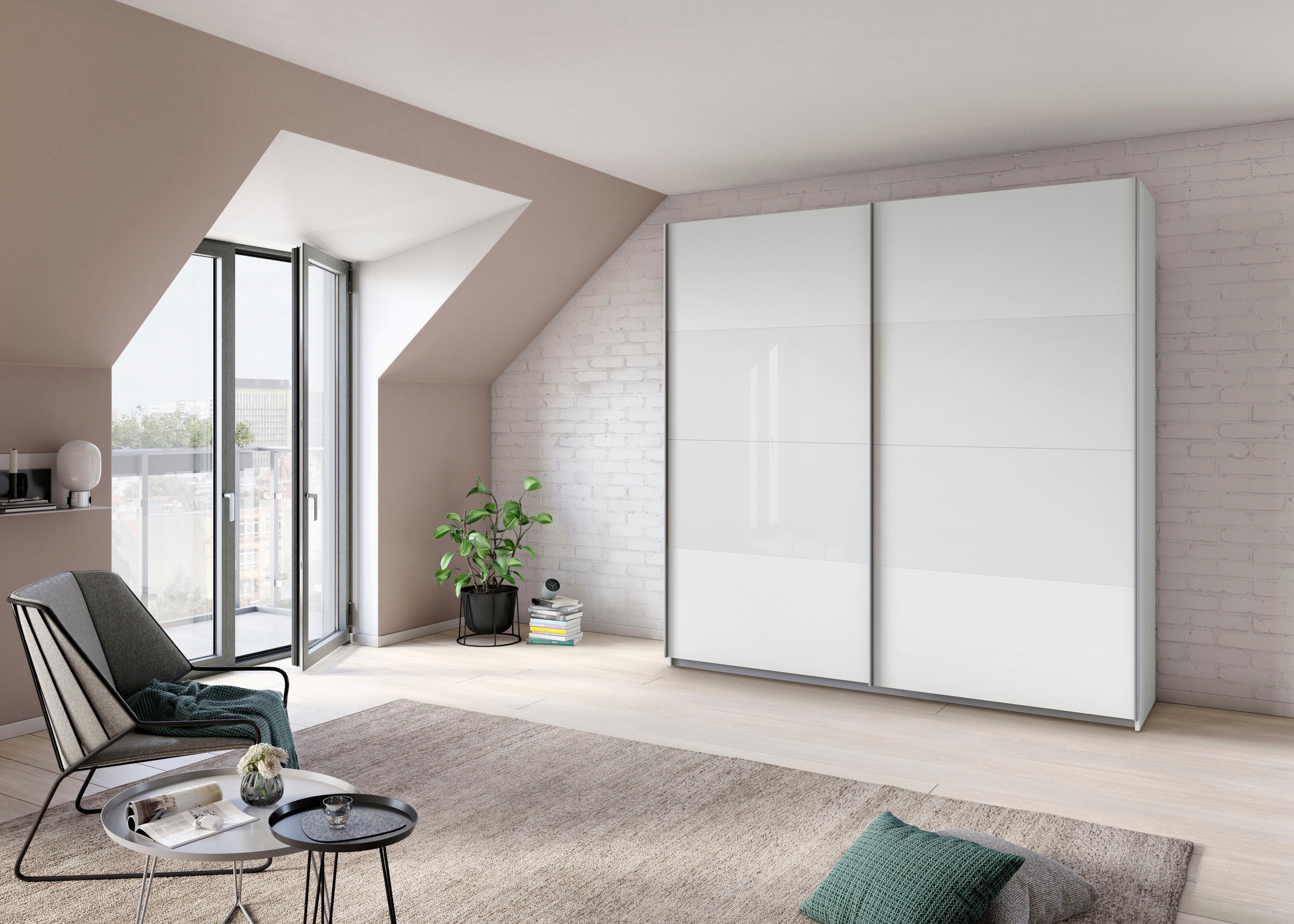rauch Schwebetürenschrank »Quadra Bestseller Schlafzimmerschrank in vielen Breiten«, Kleiderschrank Garderobenschrank Schrank mit Glaselementen