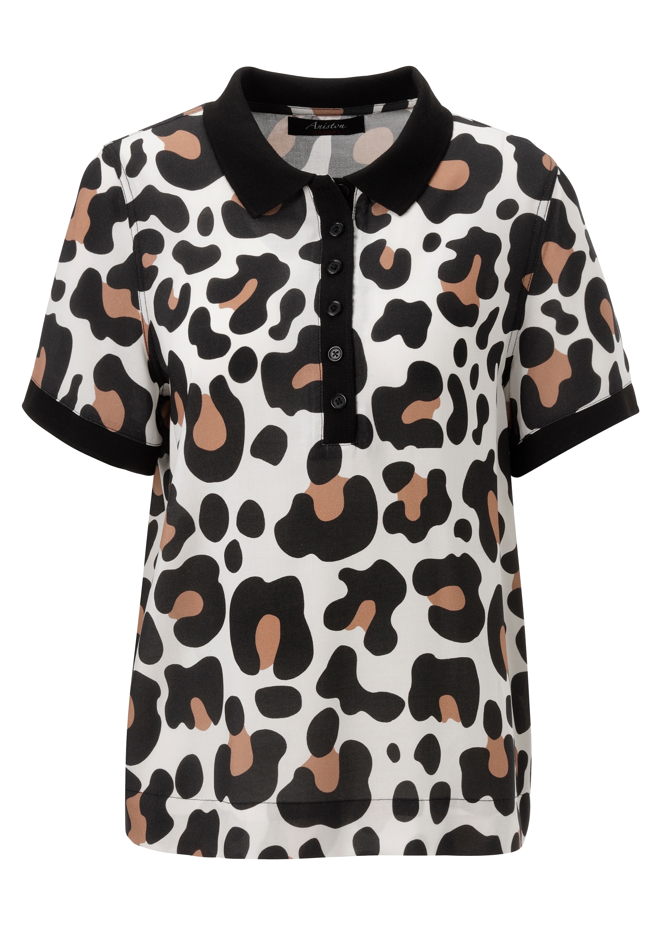 Aniston CASUAL Kurzarmbluse, im extravaganten Animal-Print- jedes Teil ein Unikat - NEUE KOLLEKTION
