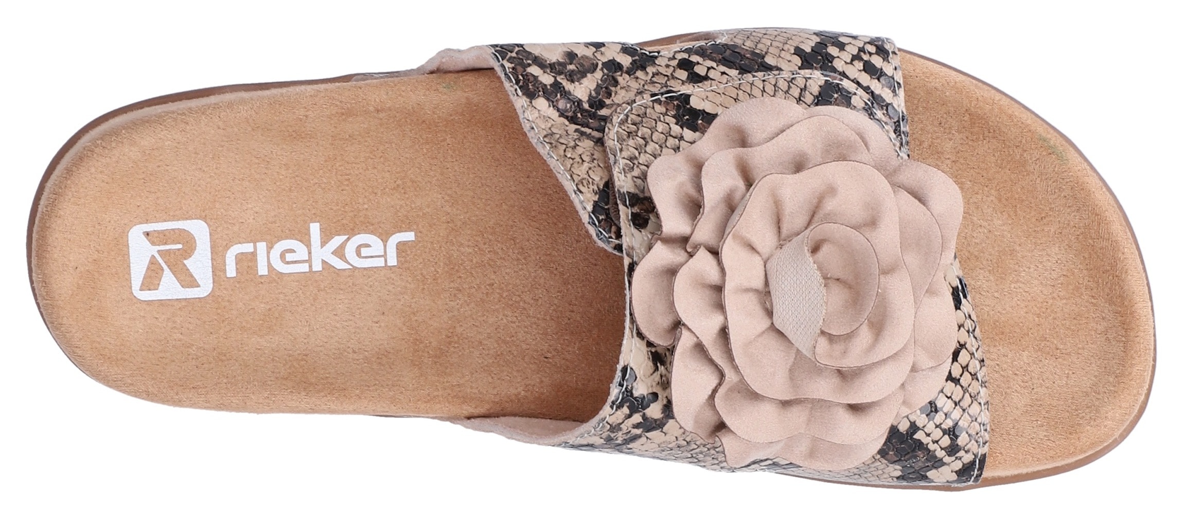 Rieker Pantolette  Sommerschuh, Urlaubsschuh, Strandschuh mit Blüte