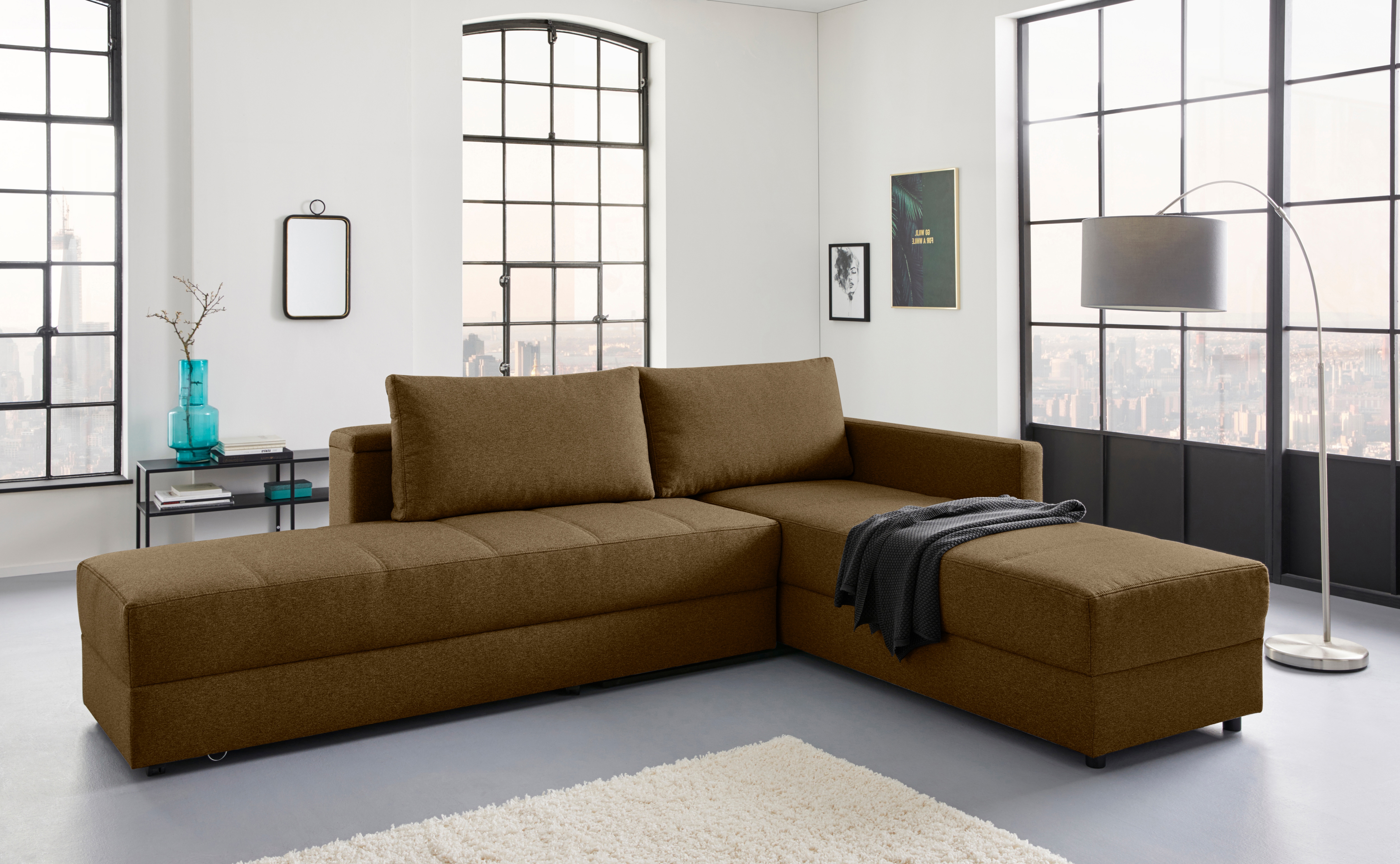 LOOKS by Wolfgang Joop Ecksofa "LooksIII L-Form" durch Drehfunktion zum Bett wandelbar, inklusive Staufach