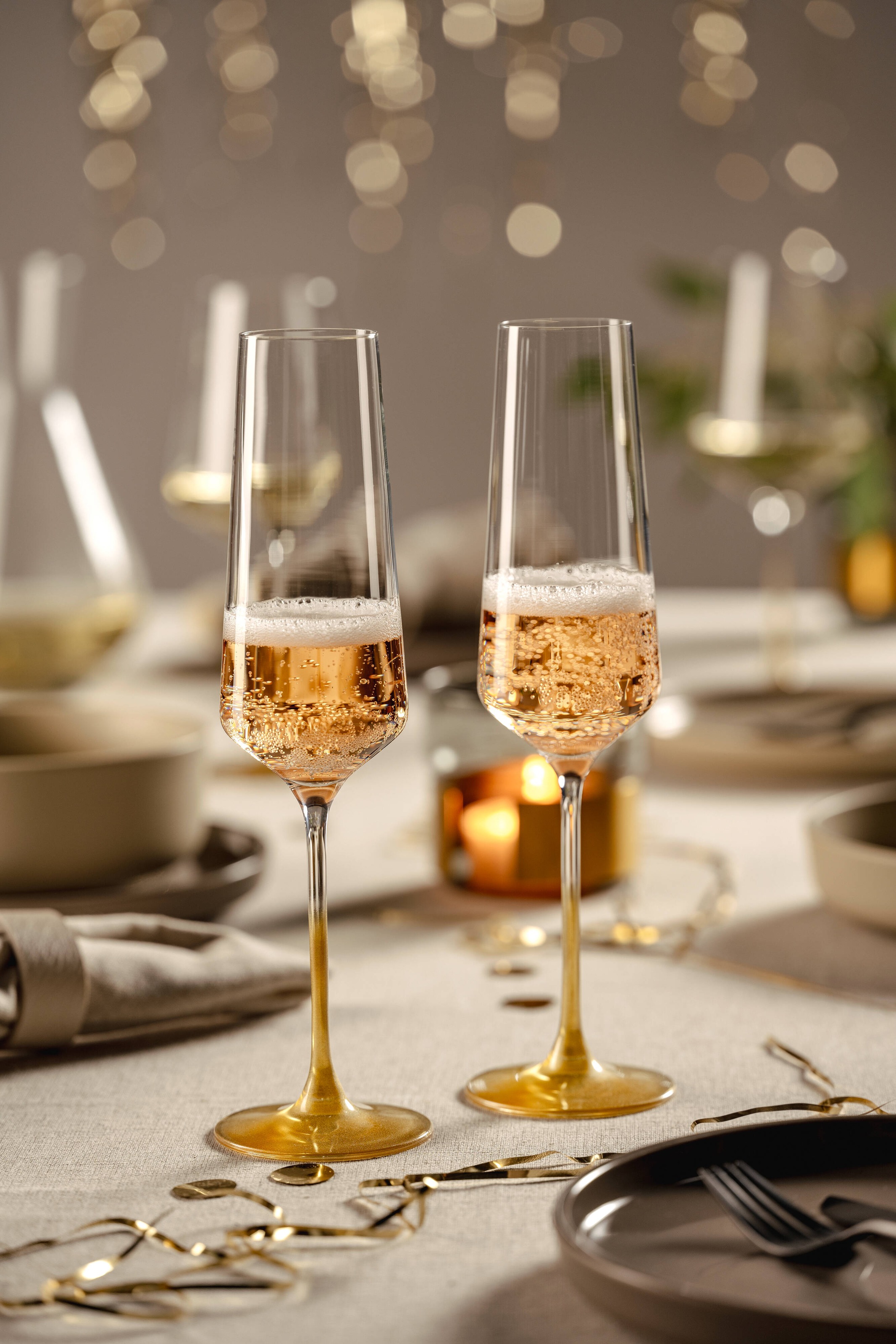 LEONARDO Sektglas »PUCCINI, goldfarben«, (Set, 2 tlg.), 2er Set, 280ml
