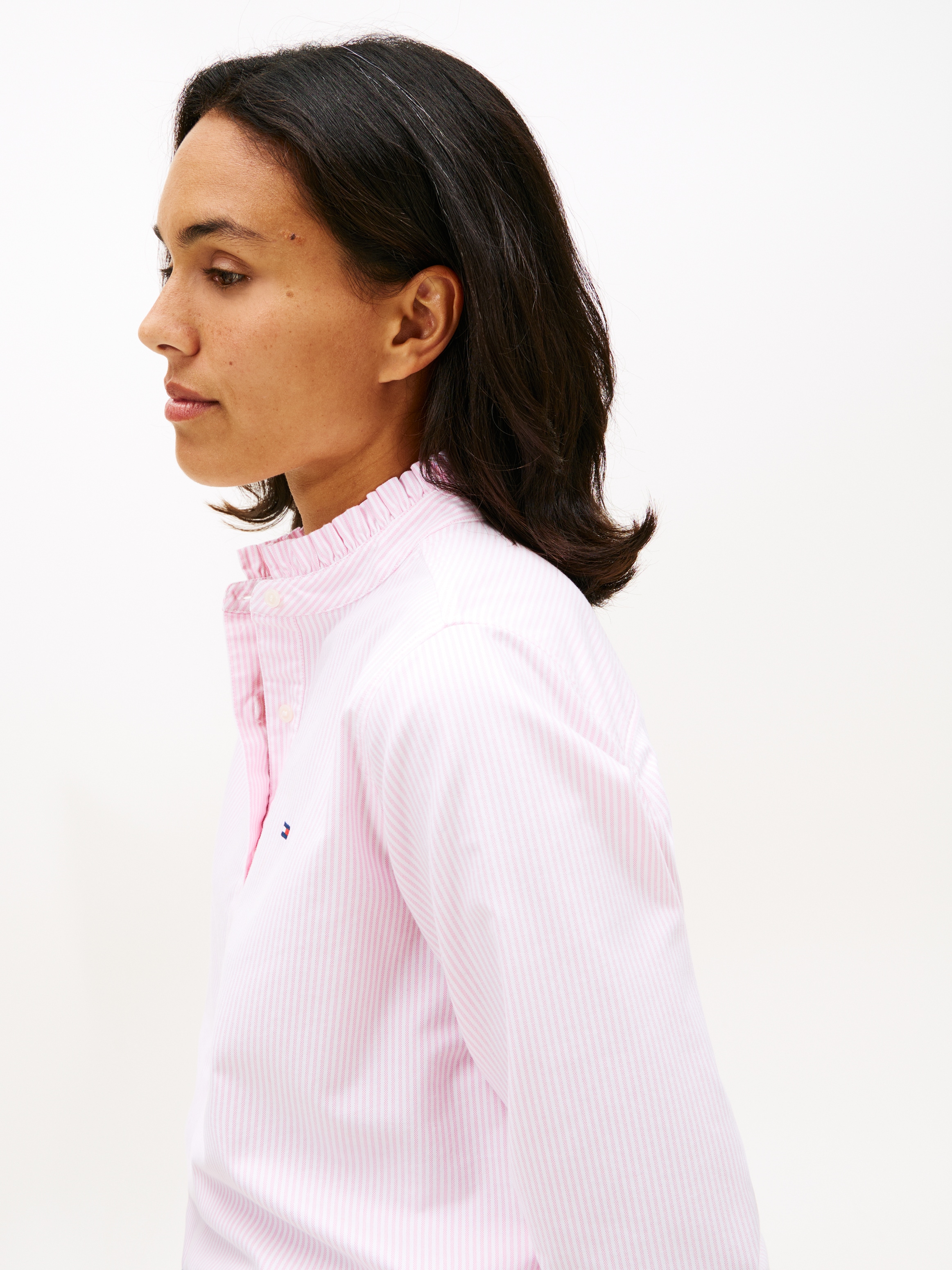 Tommy Hilfiger Langarmbluse »OXFORD RUFFLE NECK SHIRT«
