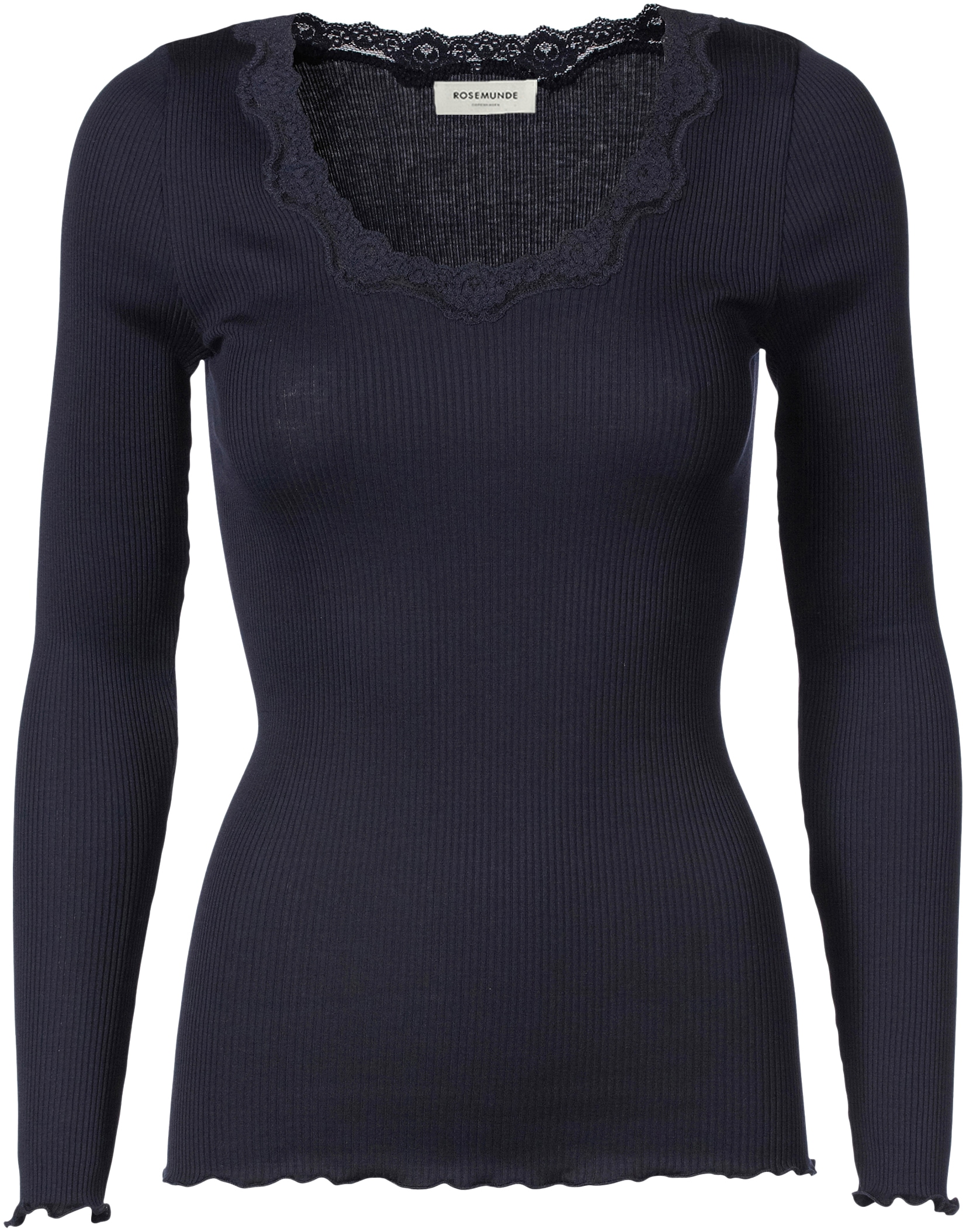 rosemunde Langarmshirt "Babette Silk Blouse", Rundhalsausschnitt mit Spitze günstig online kaufen
