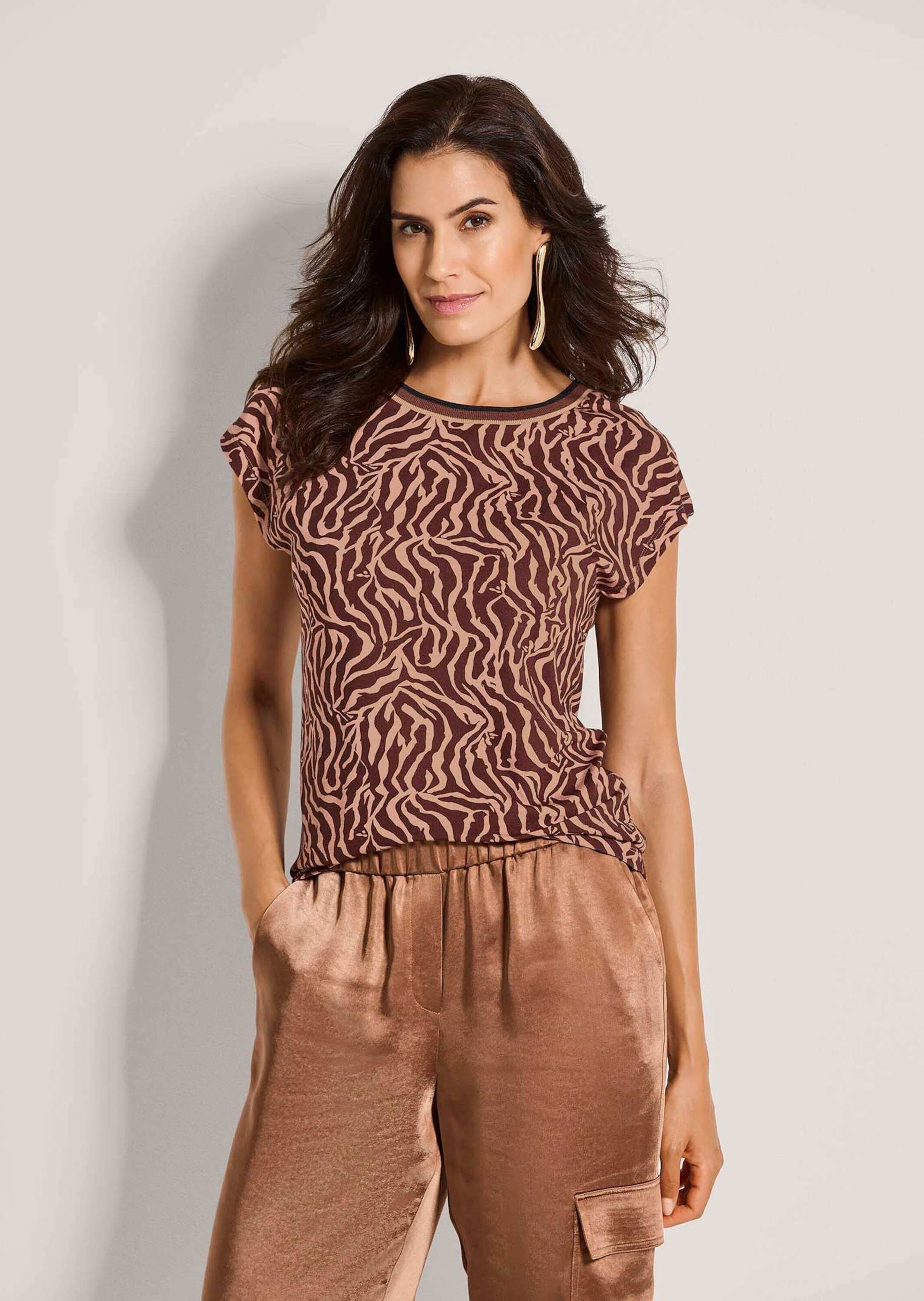 MADELEINE Kurzarmshirt »Shirt Print-Shirt mit kurzem Arm, abstraktes Muster« Ringel-Ausschnitt