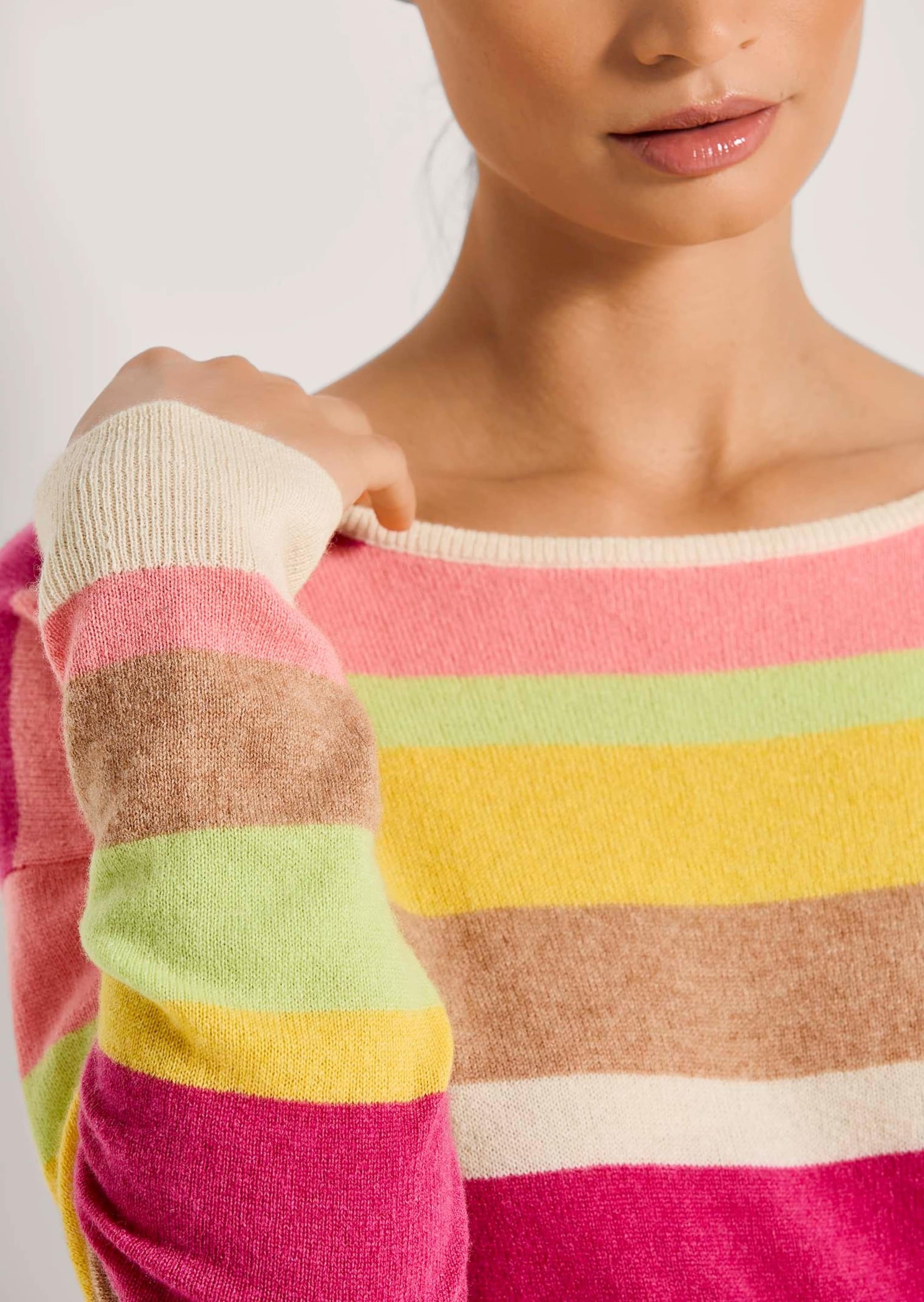 MADELEINE Longpullover »Pullover Kaschmir-Pullover mit Streifen«