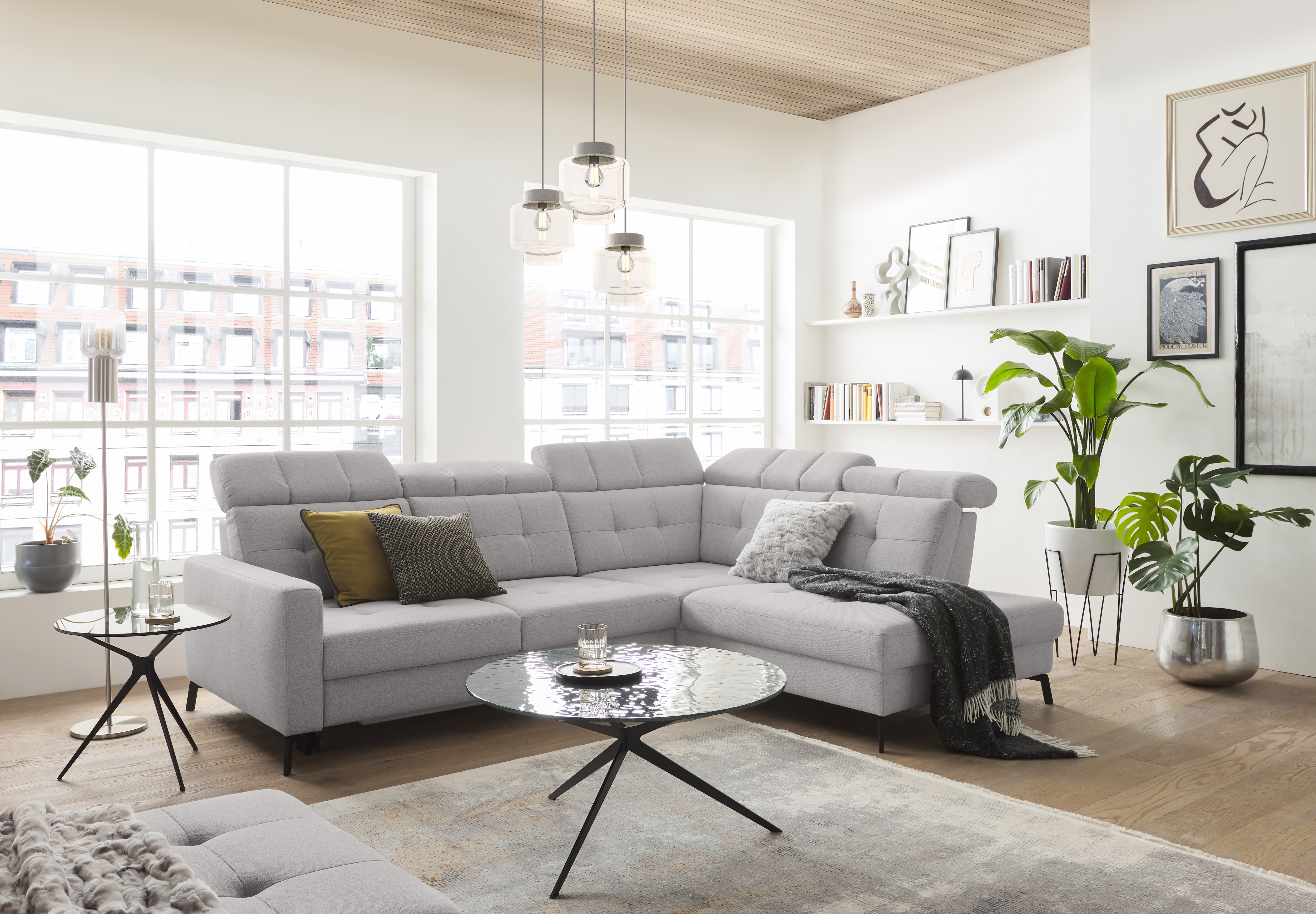 Musterring Ecksofa "MR 4615" mit Kopf- und Rückenverstellung, Metallfuß schwarz, Maße 272 x 214 cm