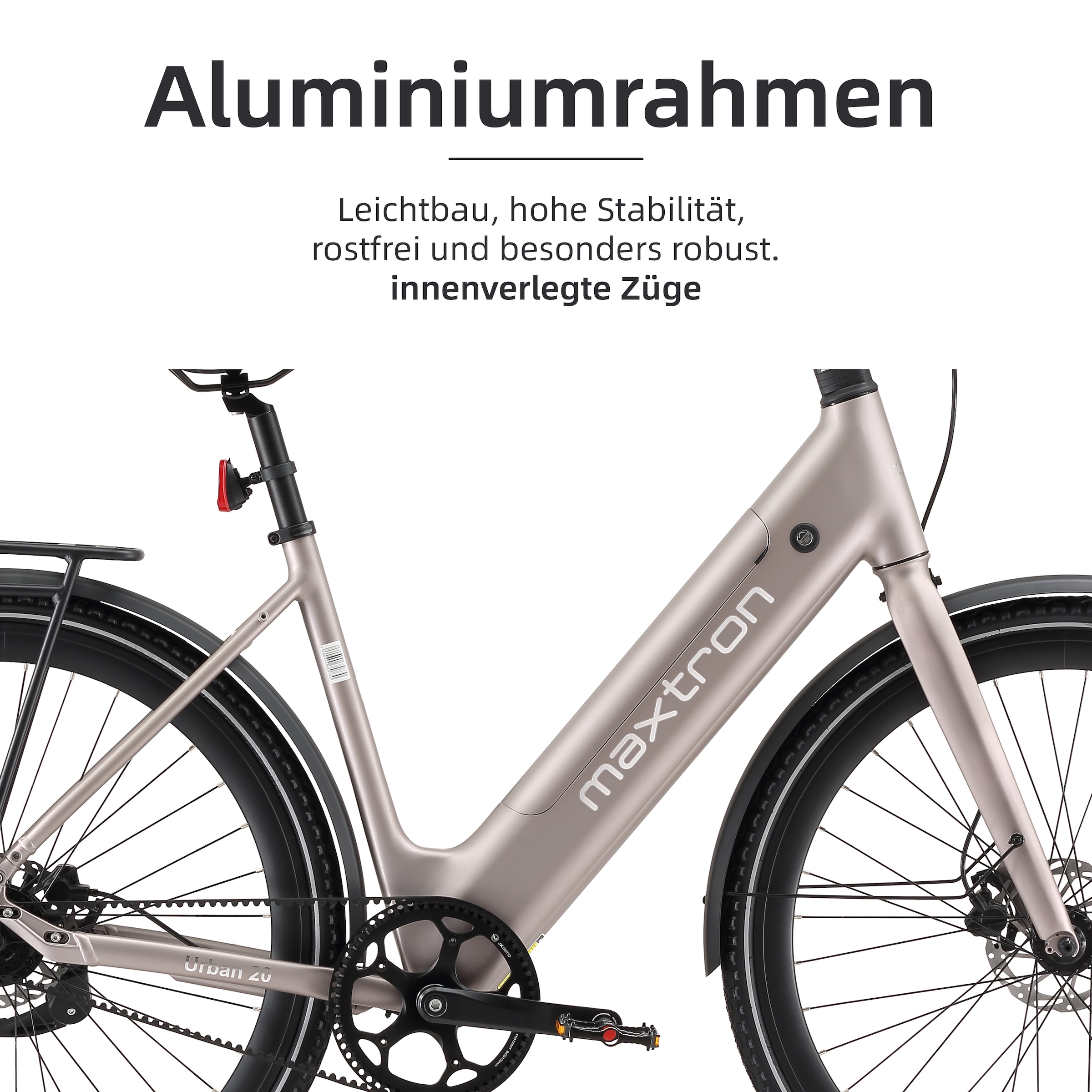 Maxtron »Maxtron Urban 20 City-E-Bike 28 Zoll« Heckmotor 250 W (mit integr. Akku), Elektrofahrrad für Alltag und Einkauf