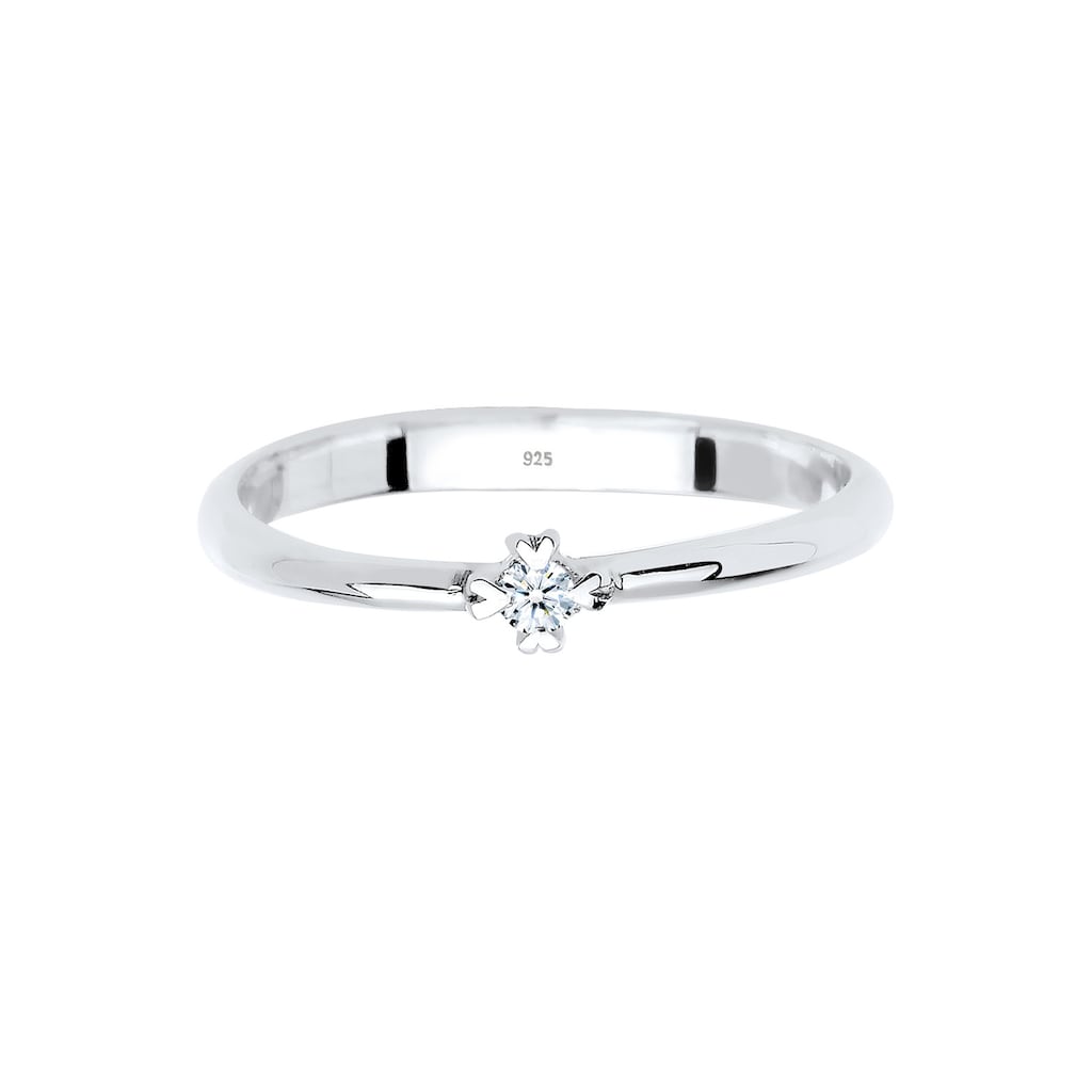 Elli DIAMONDS Verlobungsring »Solitär Herz Verlobung Diamant 0.03 ct. 925 Silber« GU10399