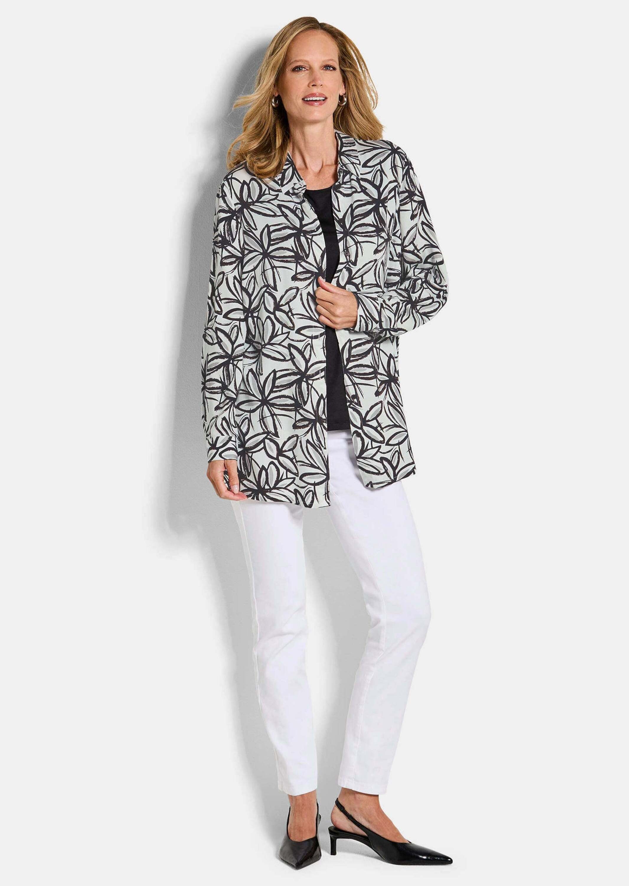 GOLDNER Hemdbluse "Kurzgröße Hemdbluse mit Blumenprint" figurschmeichelende günstig online kaufen