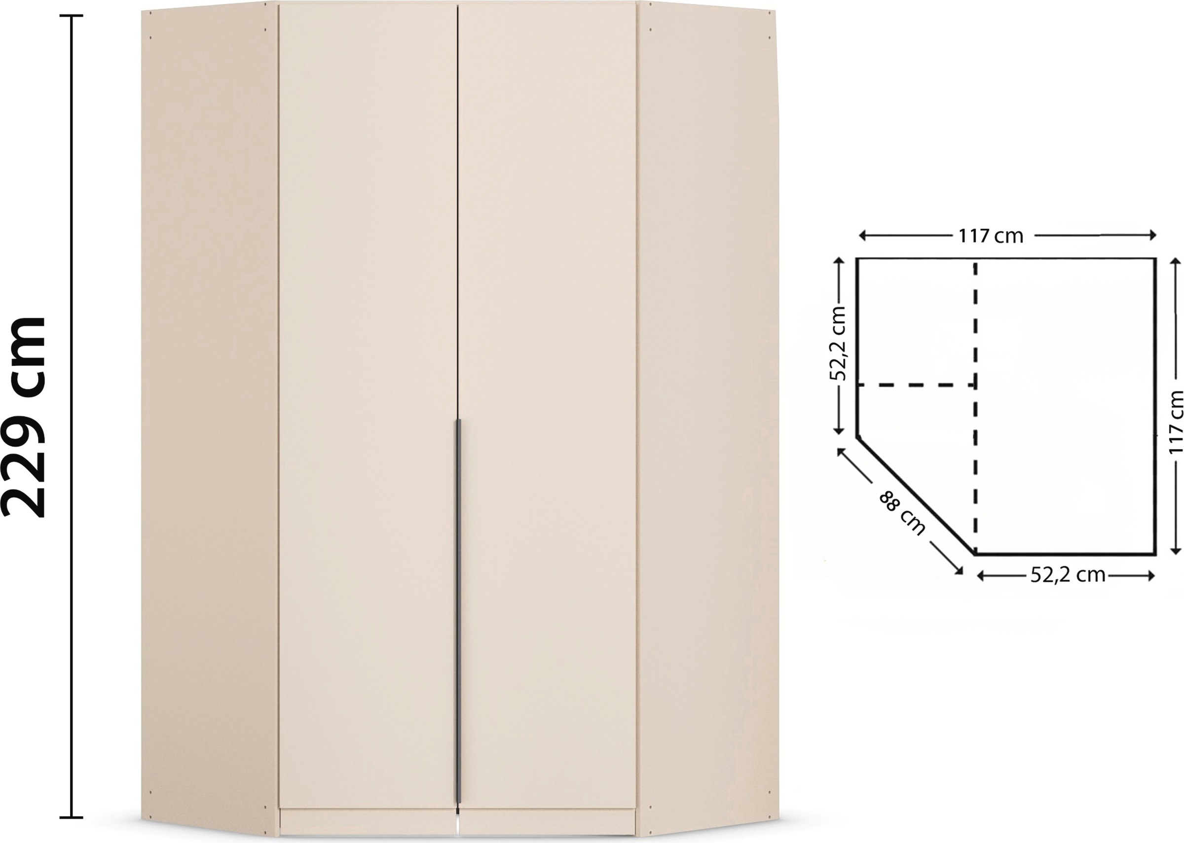 rauch Eckkleiderschrank »Kleiderschrank Schrank Ankleidezimmer Schlafzimmer Garderobe AGORDO«, (in zwei Griff-Farben), voll ausgestattet mit viel Stauraum MADE IN GERMANY