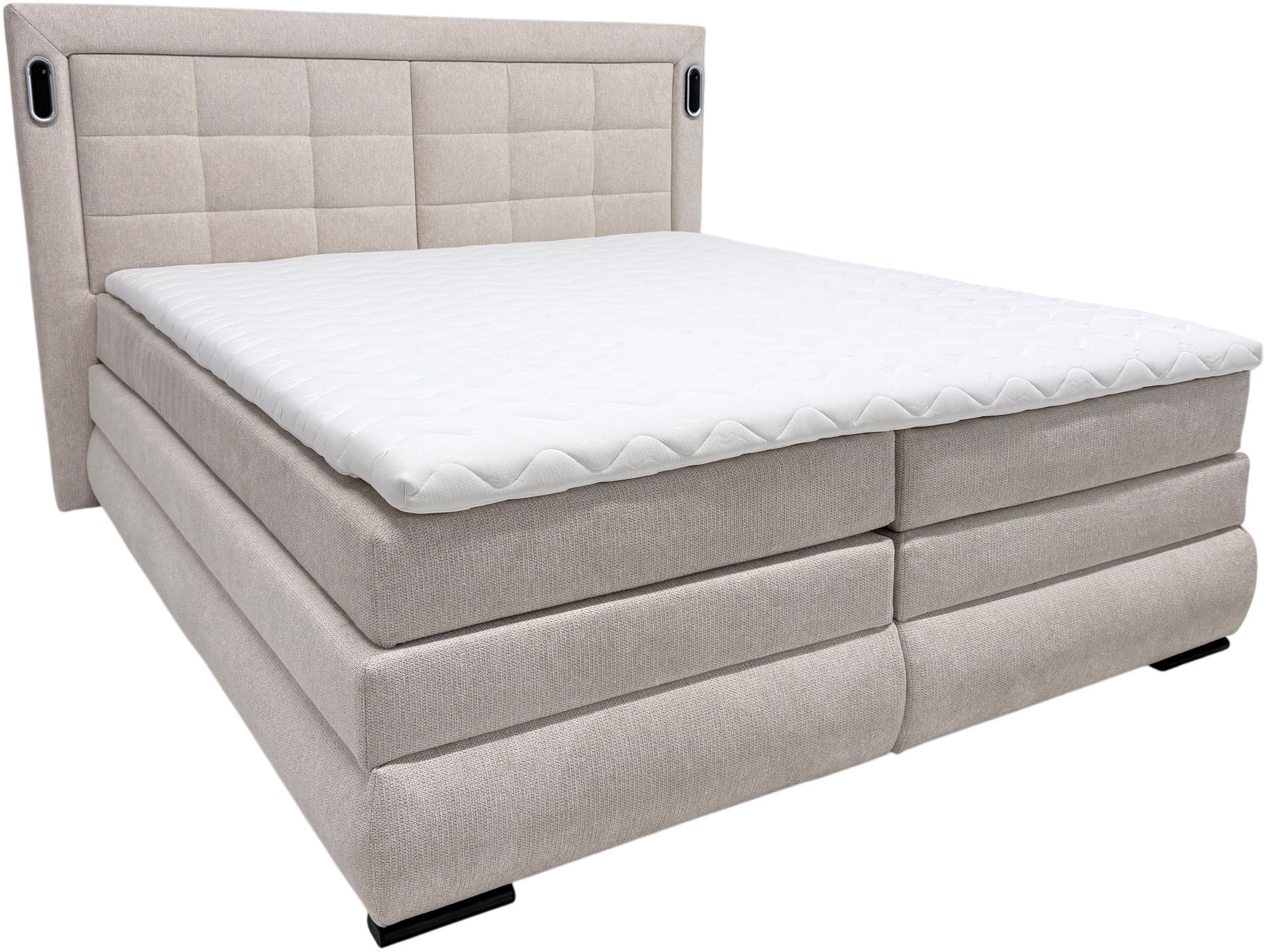OTTO home Boxspringbett "MIVVA mit Bettkasten, mit Taschenfederkernmatratze H3, H3/H4 mix, H4" mit Kaltschaum- oder Visco-Topper (bei H4), Komfortliegehöhe 67cm